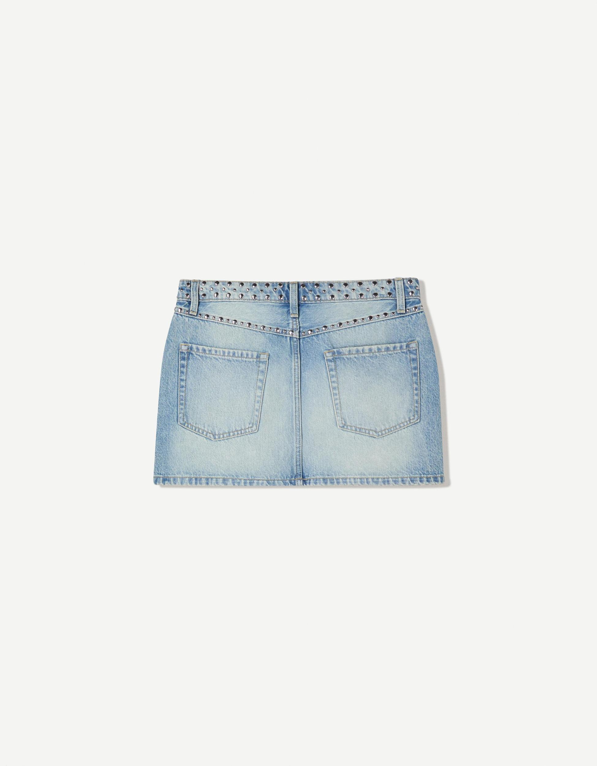 Studded denim mini skirt Product Image