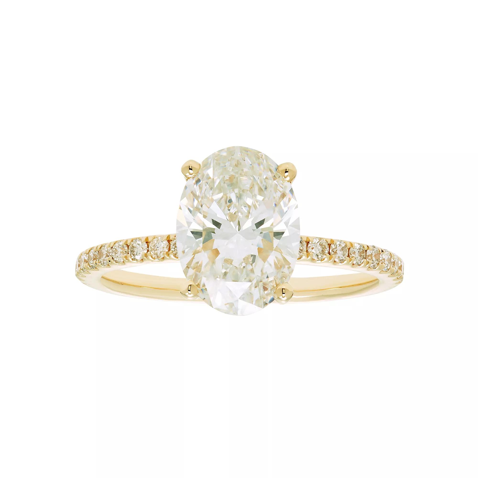 Evergreen Diamonds 14k Gold 2 3/8 Carat T.W. IGL Certified Oval Lab-Grown Diamond Hidden Halo Ring, Women's, Size: 6 Product Image