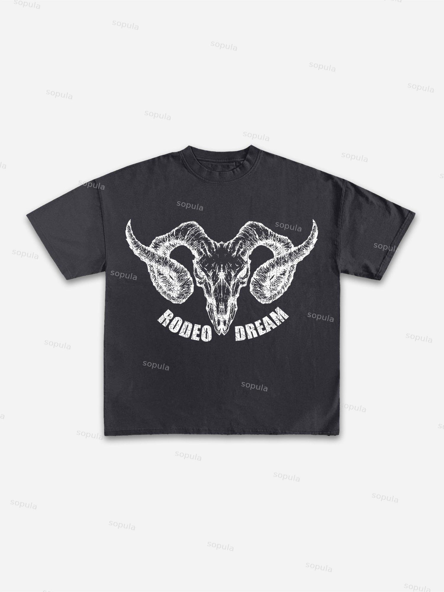 Rodeo Dream Bull Head Graphic Cotton T-shirt Product Image