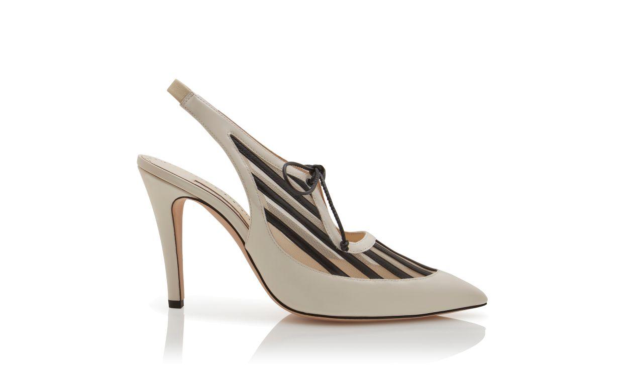 KHALILAC Light Cream and Black Patent Leather Slingback Pumps  Product Image