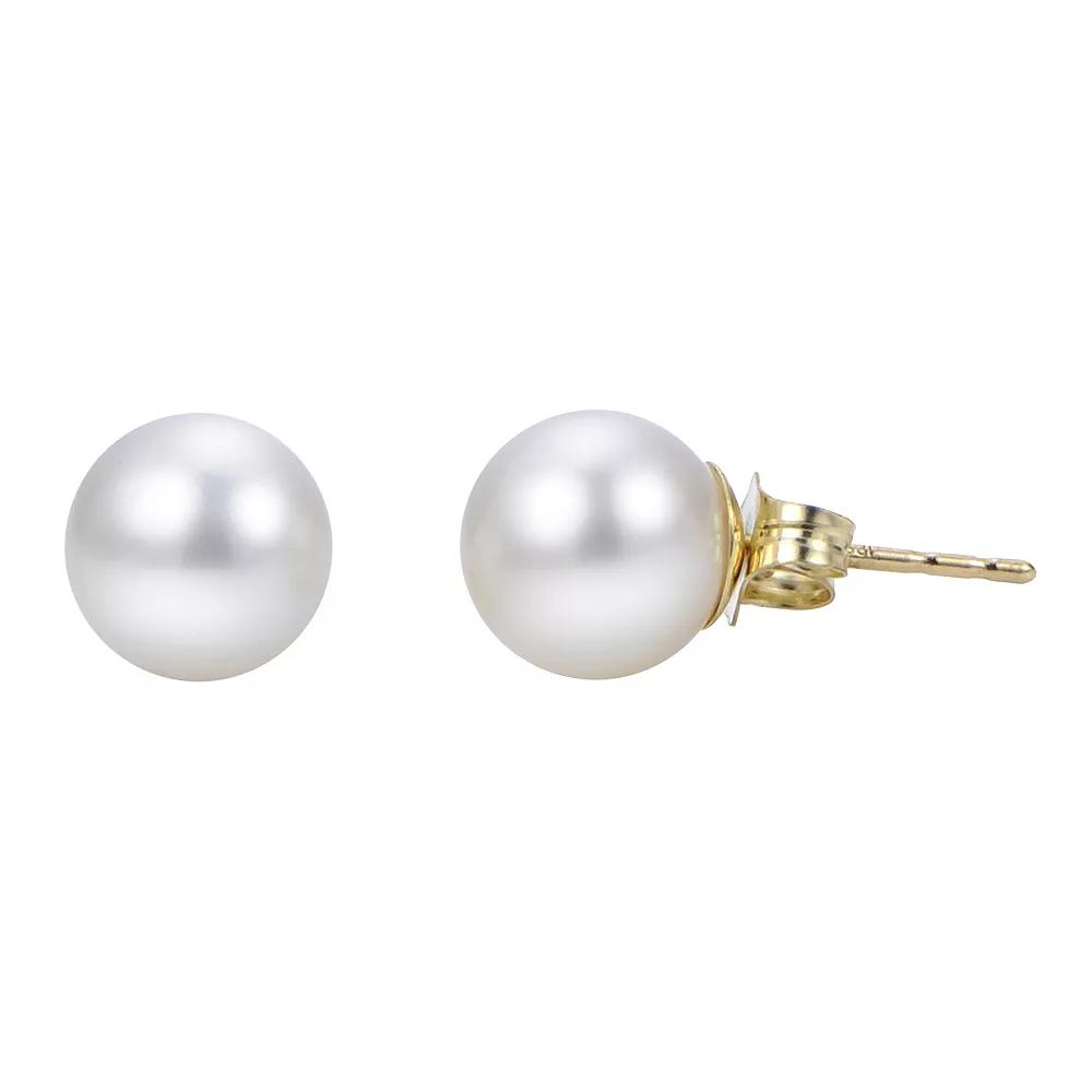PearLustre by Imperial 14k Gold Akoya Cultured Pearl Stud Earrings, Women's, White Product Image