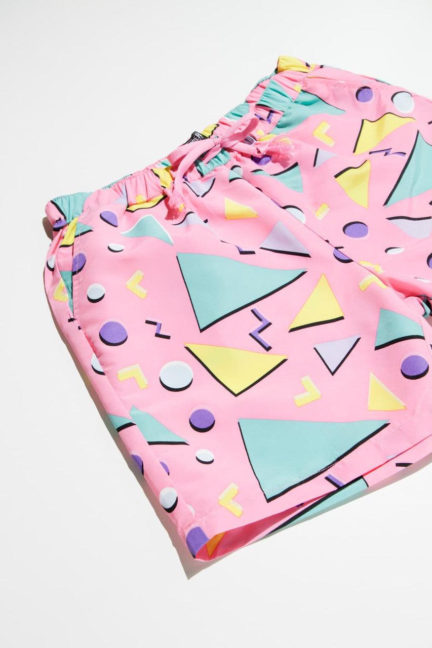 Pink Floating Triangles Volley Shorts Product Image