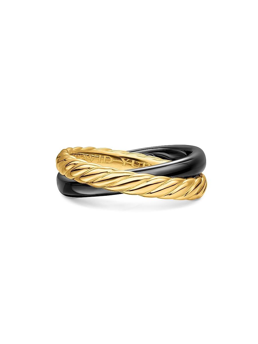 Womens Crossover Two Row Rotating Ring in 18K Yellow Gold Product Image