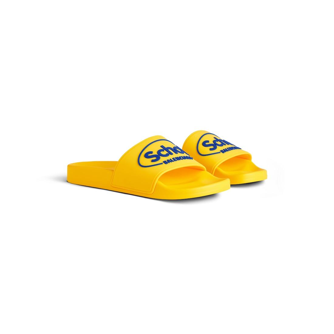 Men's Balenciaga I Scholl Pool Slide Sandal in Yellow/blue Product Image