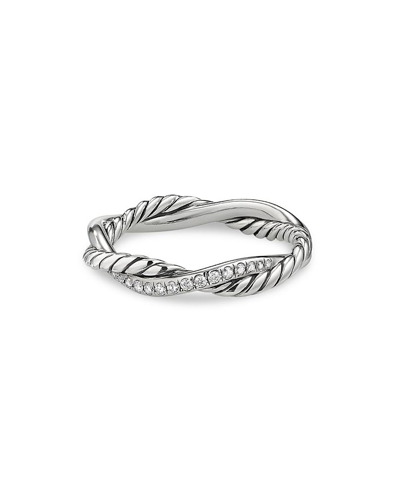 David Yurman Sterling Petite Infinity Twisted Ring with Diamonds Product Image