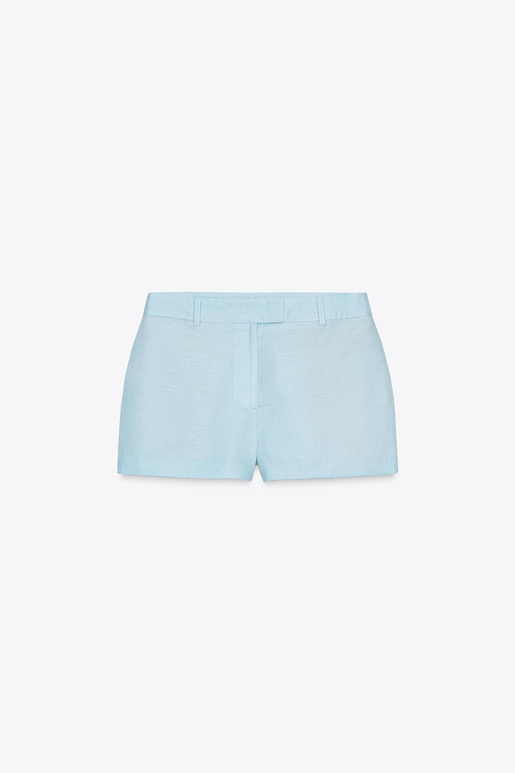 MID-RISE LINEN BERMUDA SHORTS Product Image