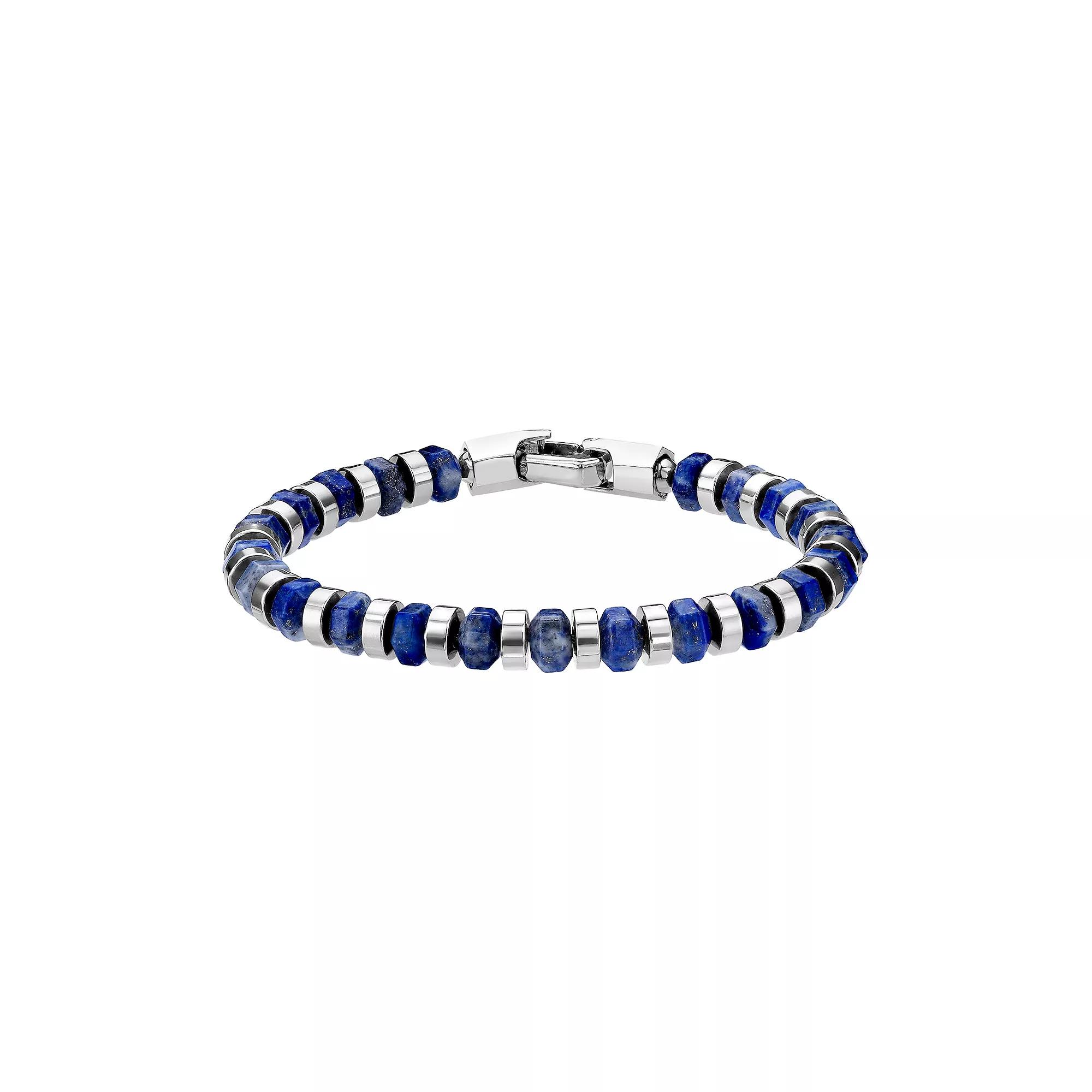 Men's LYNX Stainless Steel Blue Lapis Bracelet, Size: 8.5" Product Image