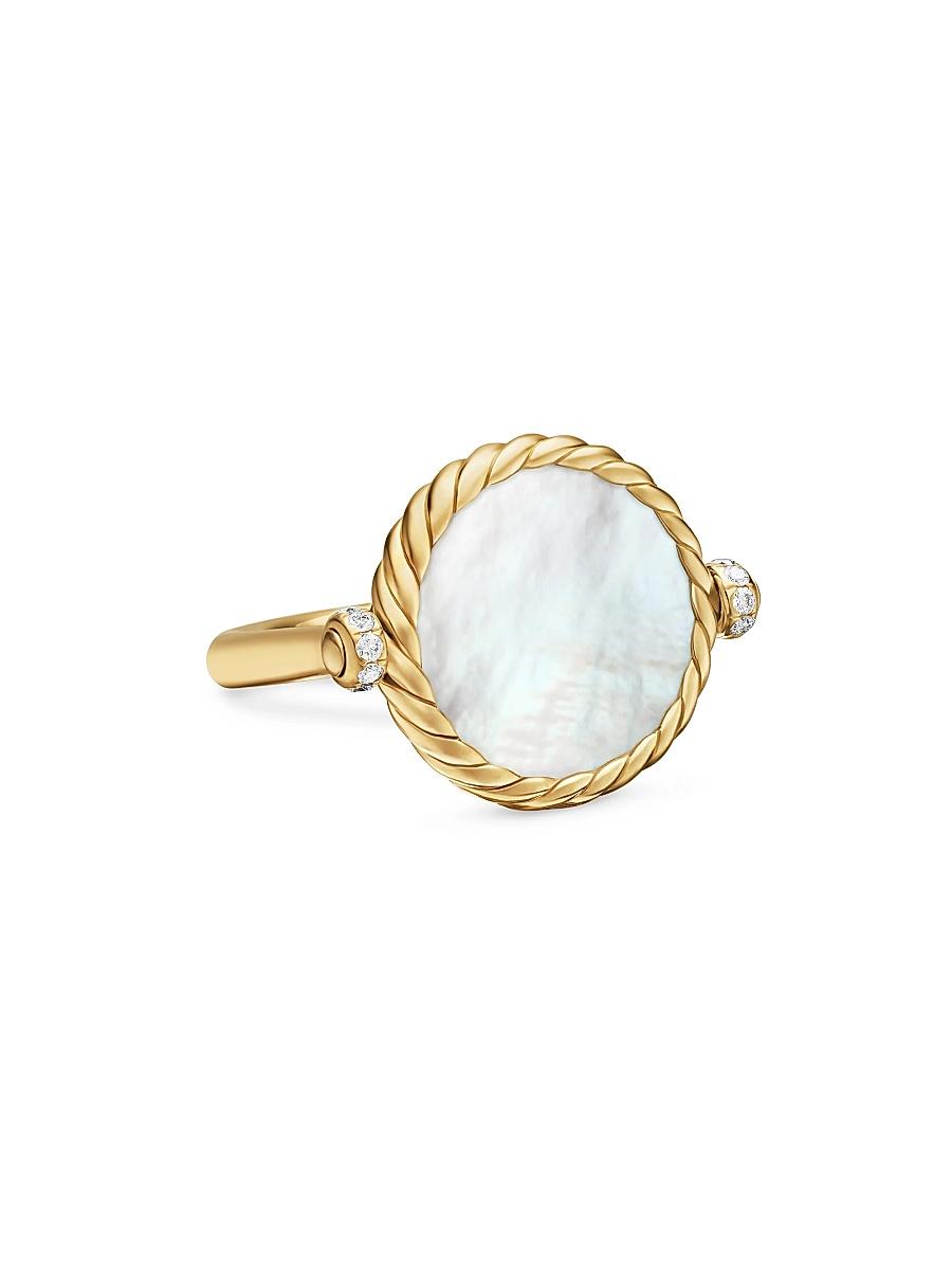 Womens DY Elements Swivel Ring in 18K Yellow Gold with Black Onyx Reversible to Mother of Pearl and Pav Diamonds Product Image