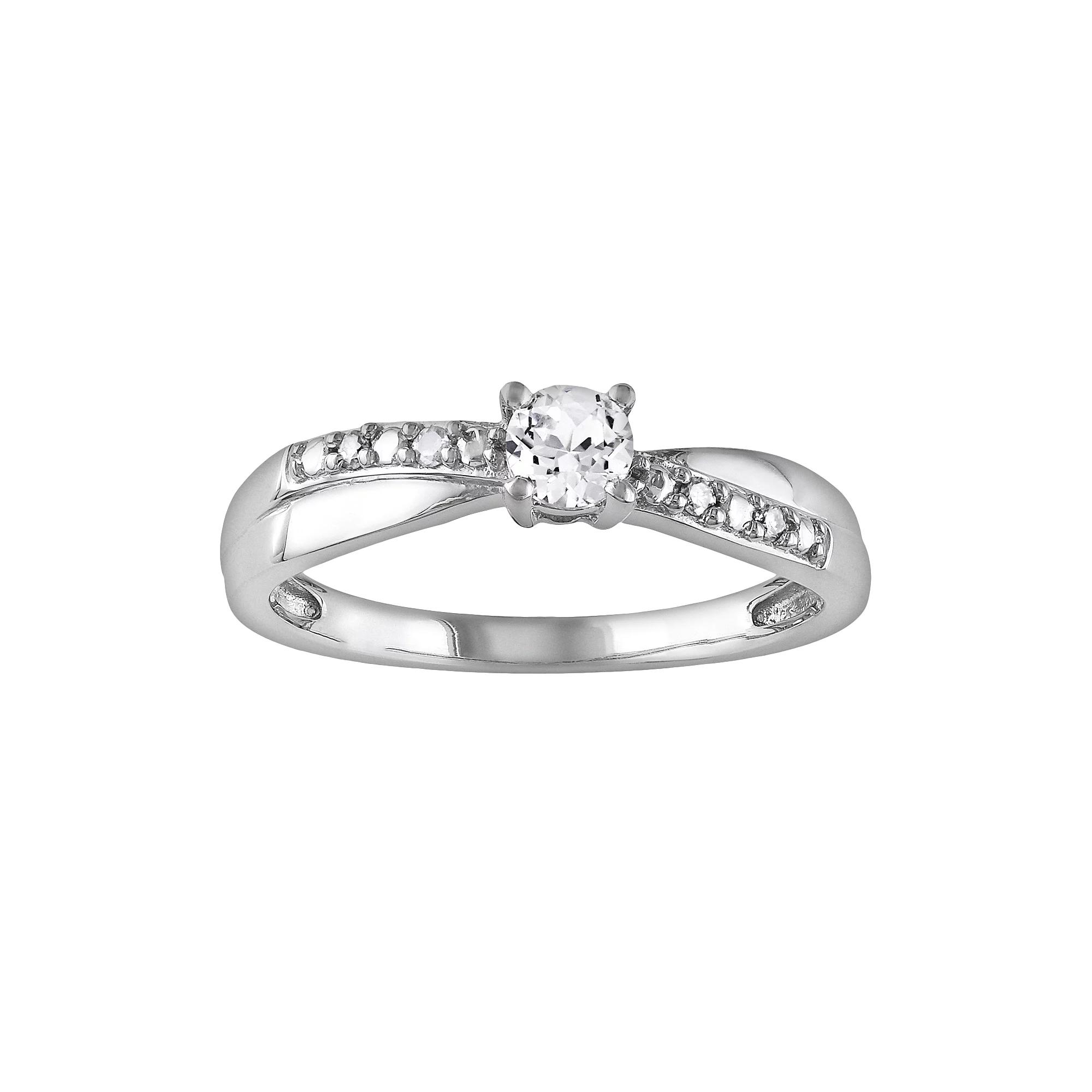 Stella Grace Sterling Silver Lab-Created White Sapphire and Diamond Accent Crisscross Ring, Womens Product Image