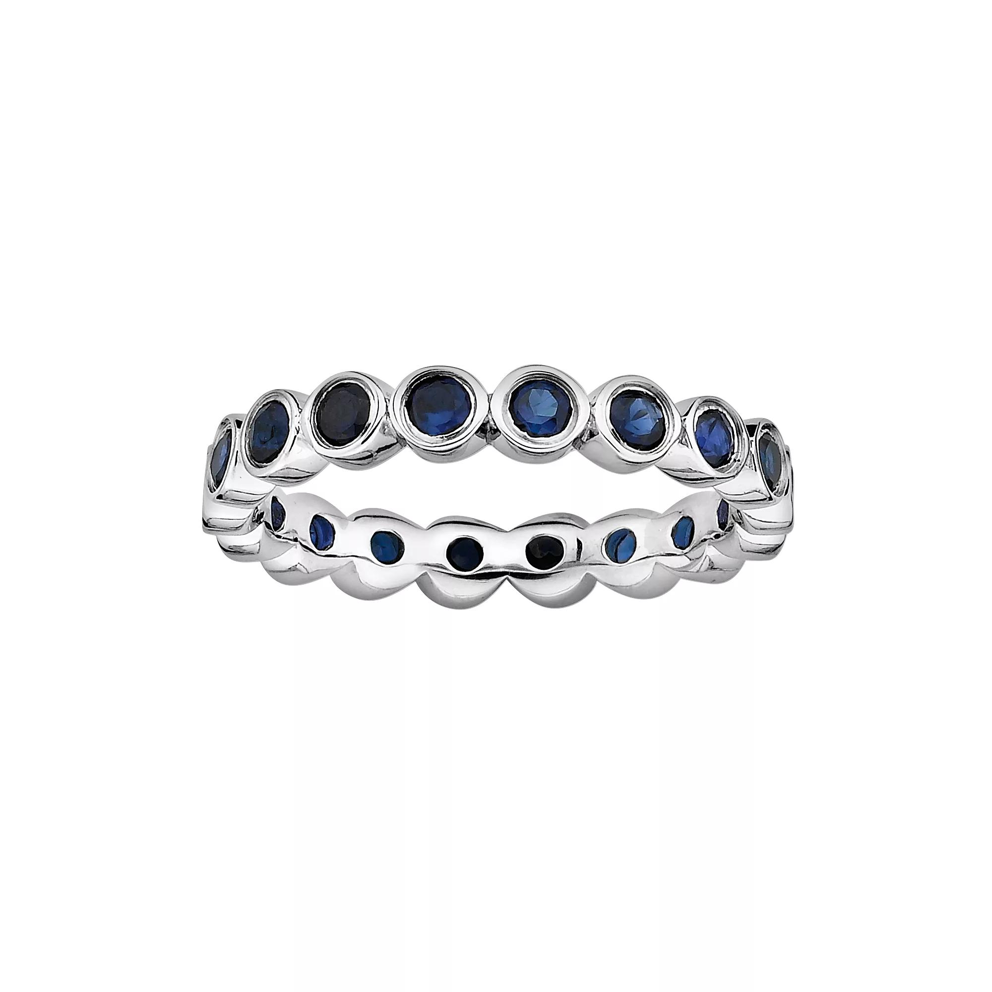 Stacks & Stones Sterling Silver Lab-Created Sapphire Eternity Stack Ring, Women's, Size: 8 Product Image