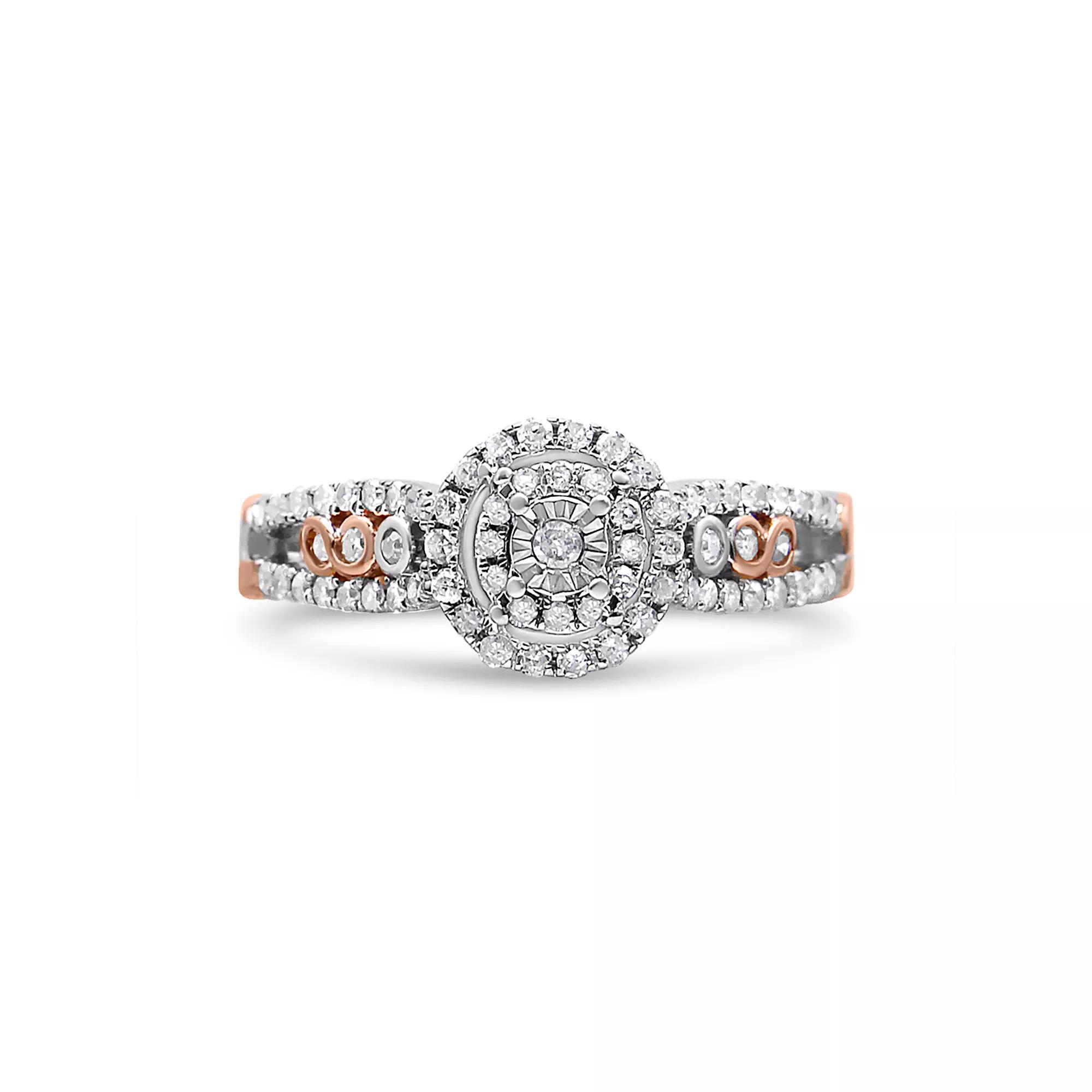 Haus of Brilliance 14k Rose Gold Over Silver 3/8 Carat T.W. Diamond Split Shank Engagement Ring, Women's,  Product Image