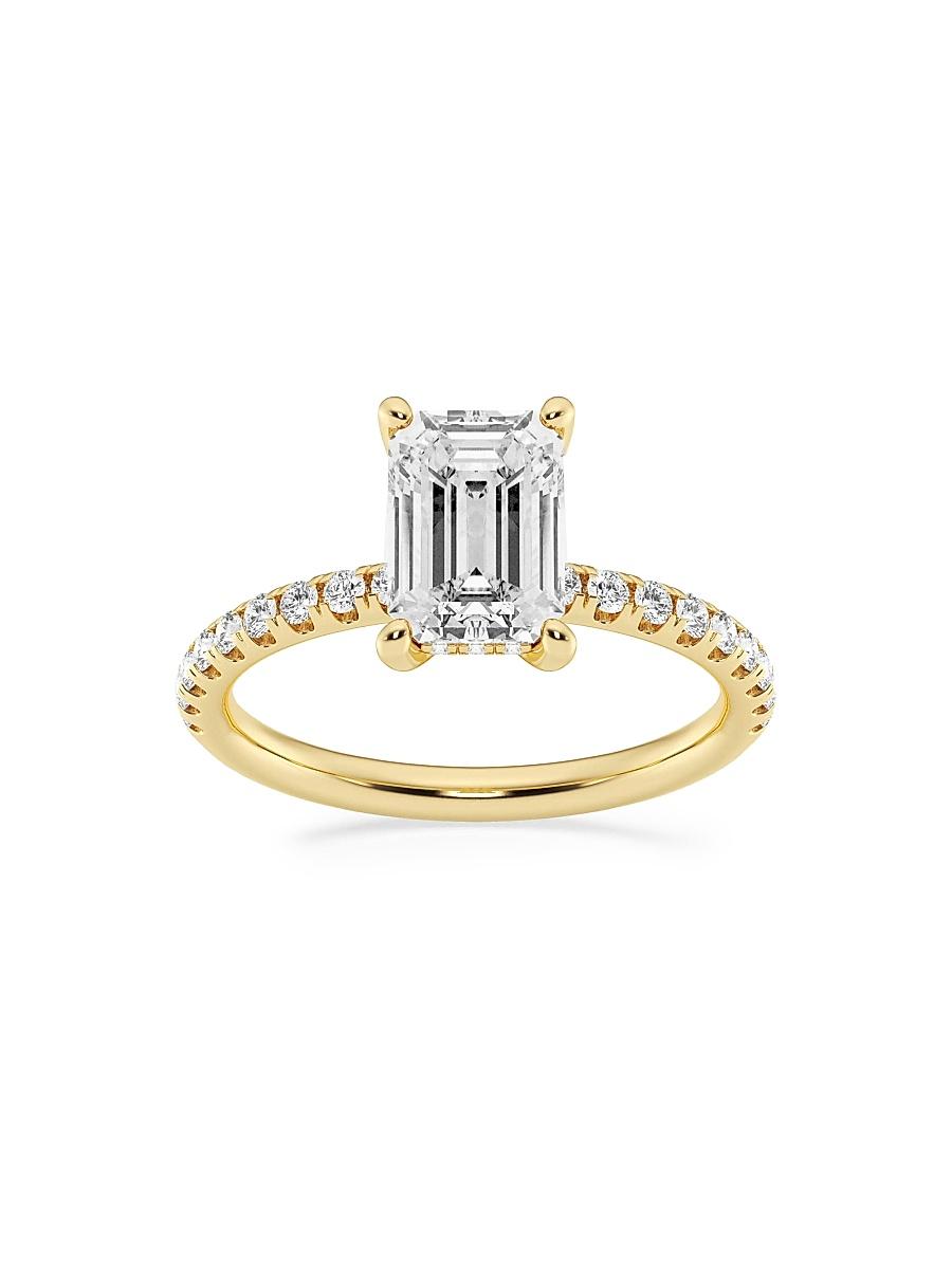 Womens 14K Yellow Gold & Emerald-Cut Lab-Grown Diamond Hidden Halo Ring/0.80-3.41 TCW Product Image