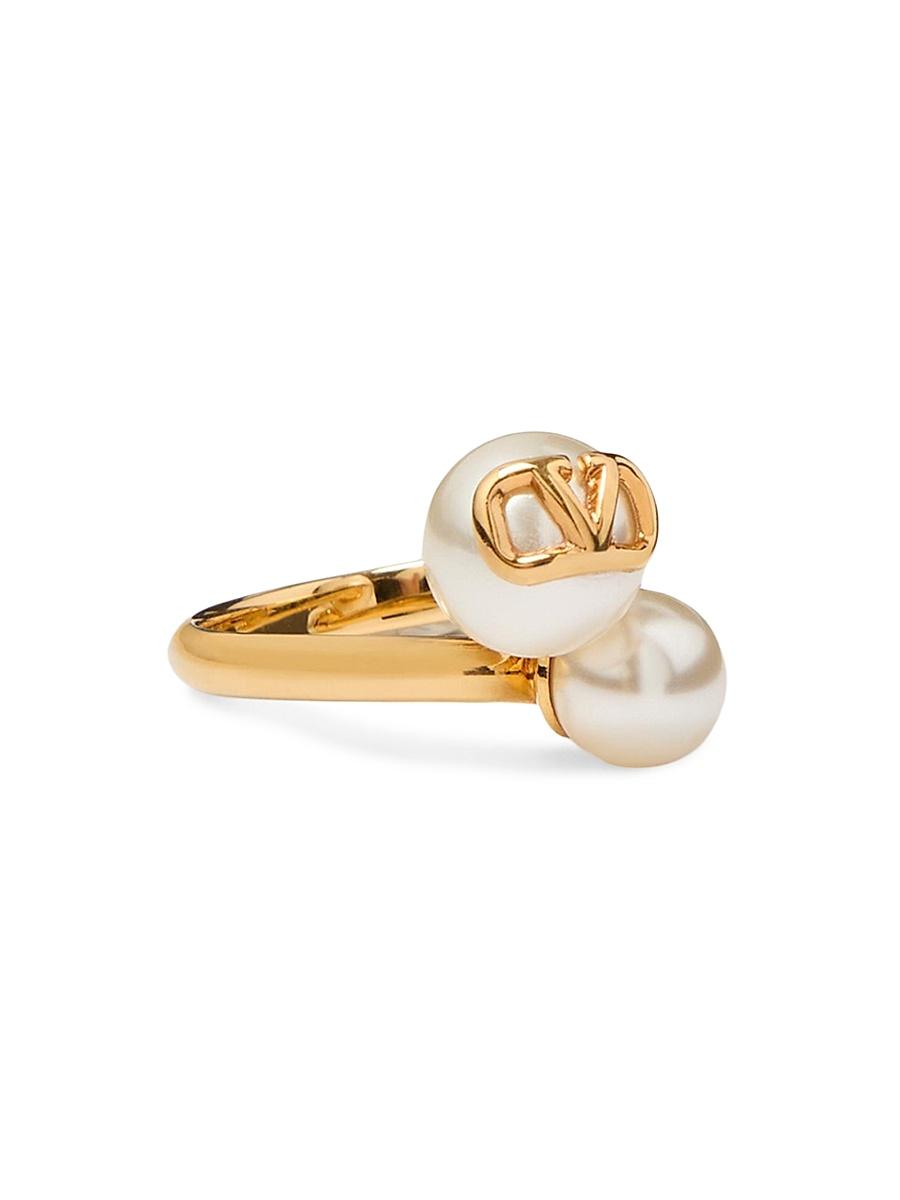 Womens VLogo Signature Metal and Pearl Ring Product Image