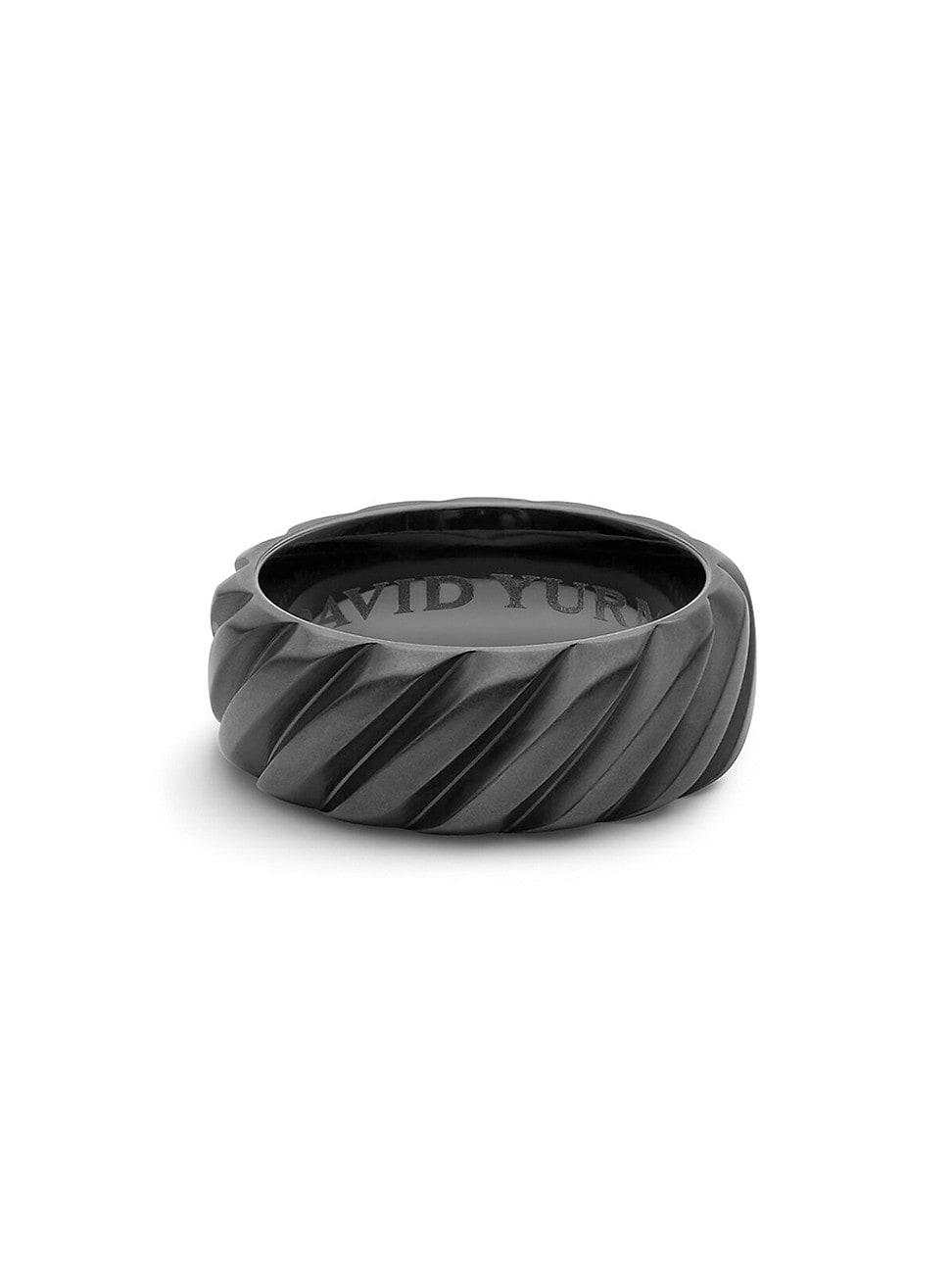 Mens Modern Cable Band Ring in Black Titanium, 9mm Product Image