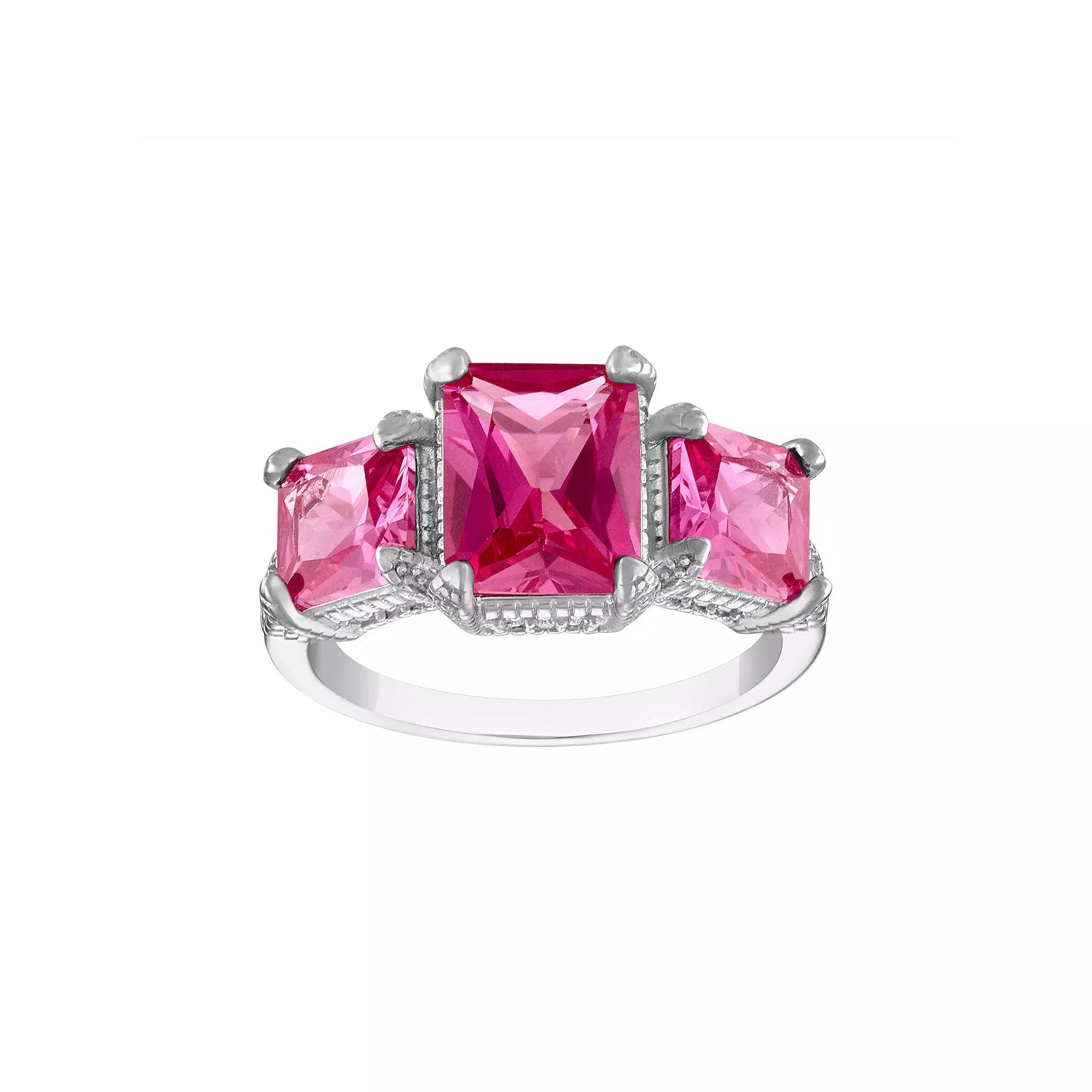 Designs by Gioelli Sterling Silver Gemstone 3-Stone Ring, Women's,  Product Image