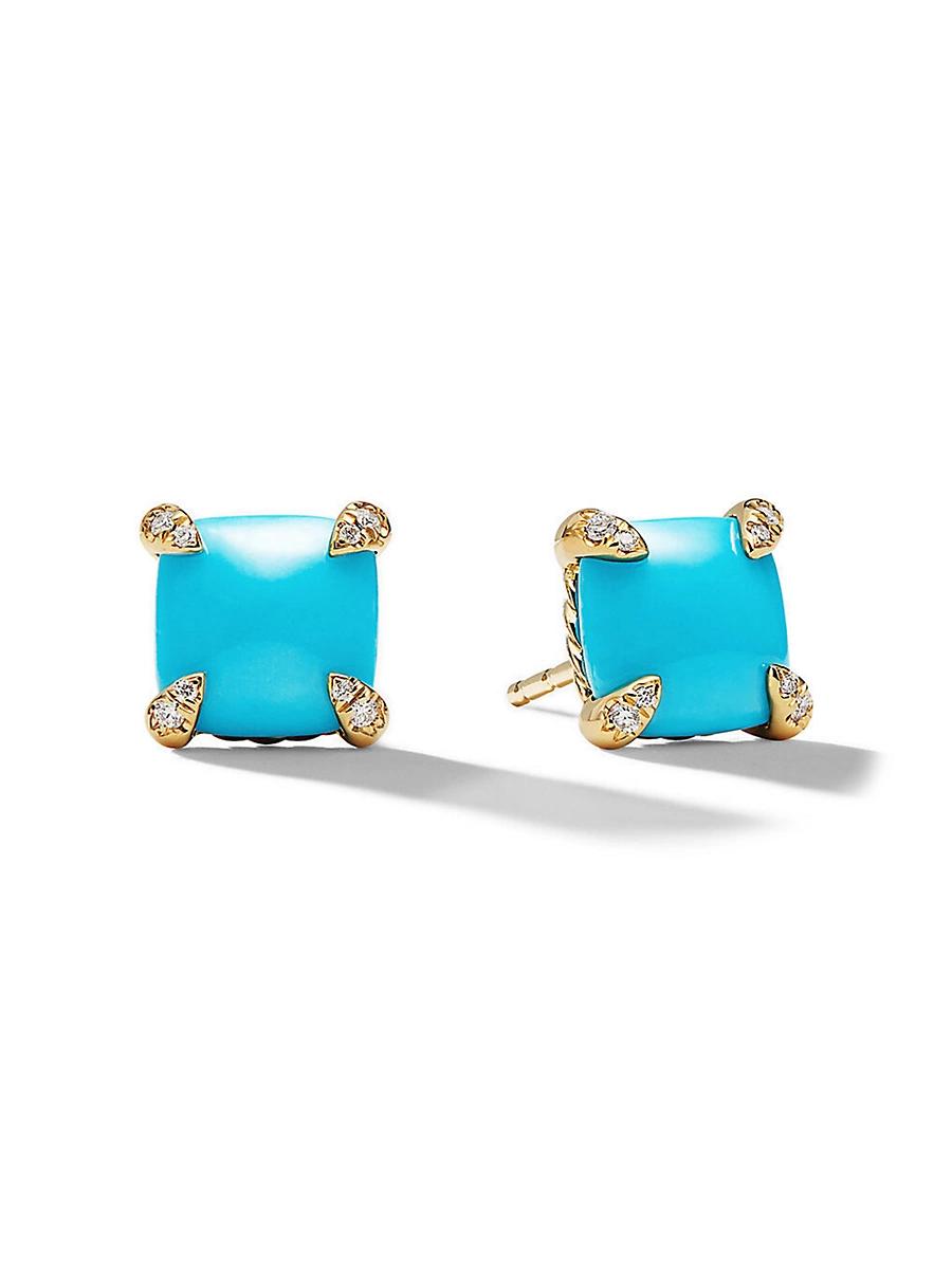 Womens Chatelaine Stud Earrings in 18K Yellow Gold with Pav Diamonds Product Image