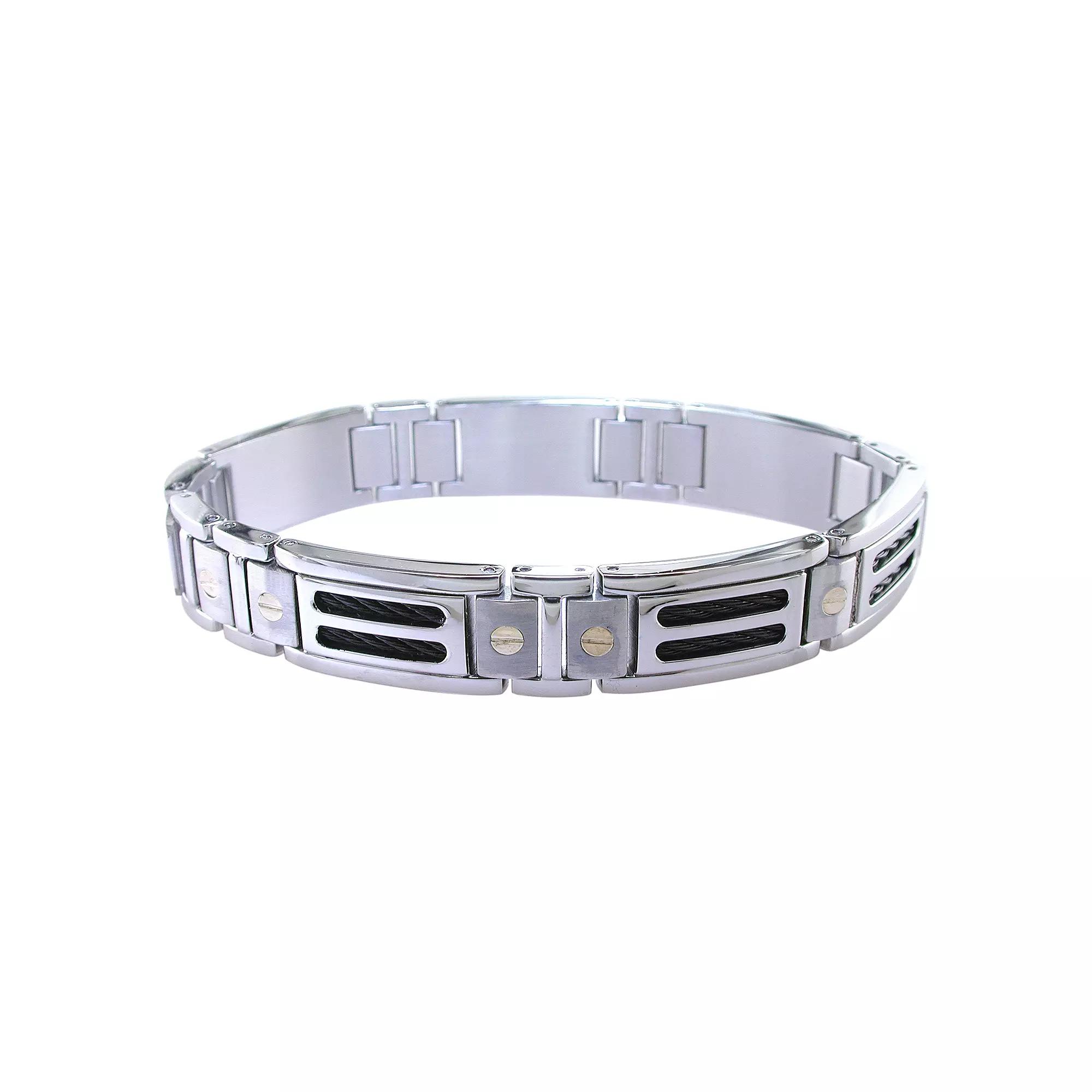 LYNX Stainless Steel & 10k Gold Bracelet, Men's, Silver Product Image