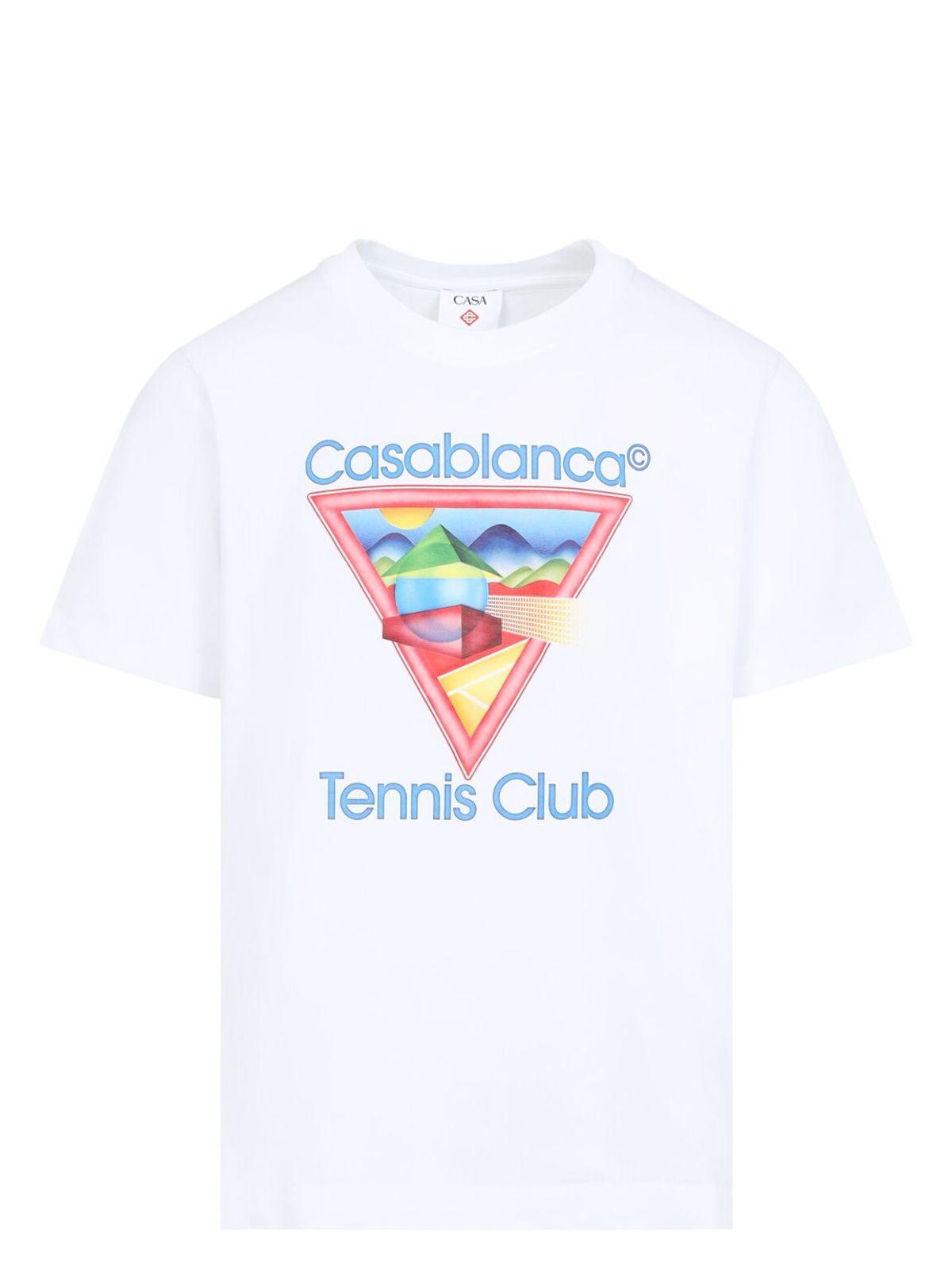 CASABLANCA Cotton Crew Neck T-shirt With Graphic Print In White Product Image