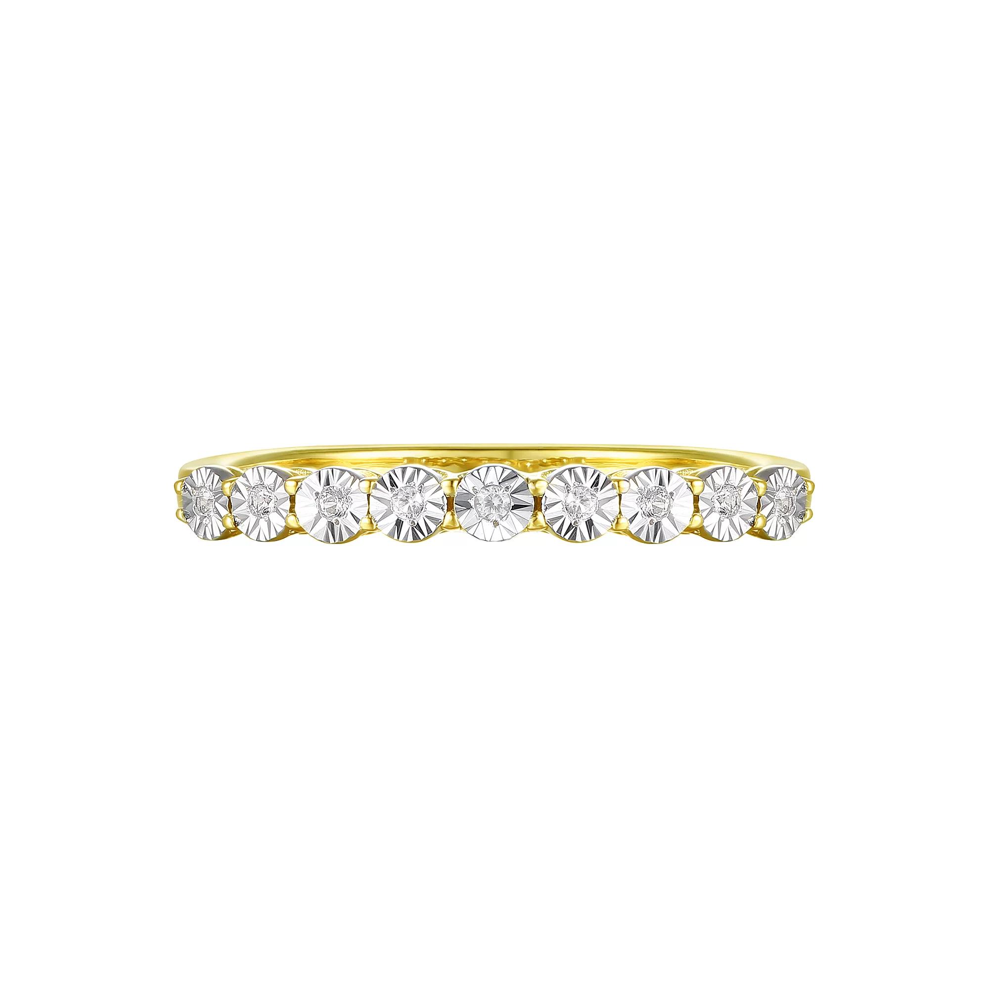 14k Gold Over Silver 1/10 Carat T.W. Diamond Ring, Women's, Size: 8, Gold Tone Product Image
