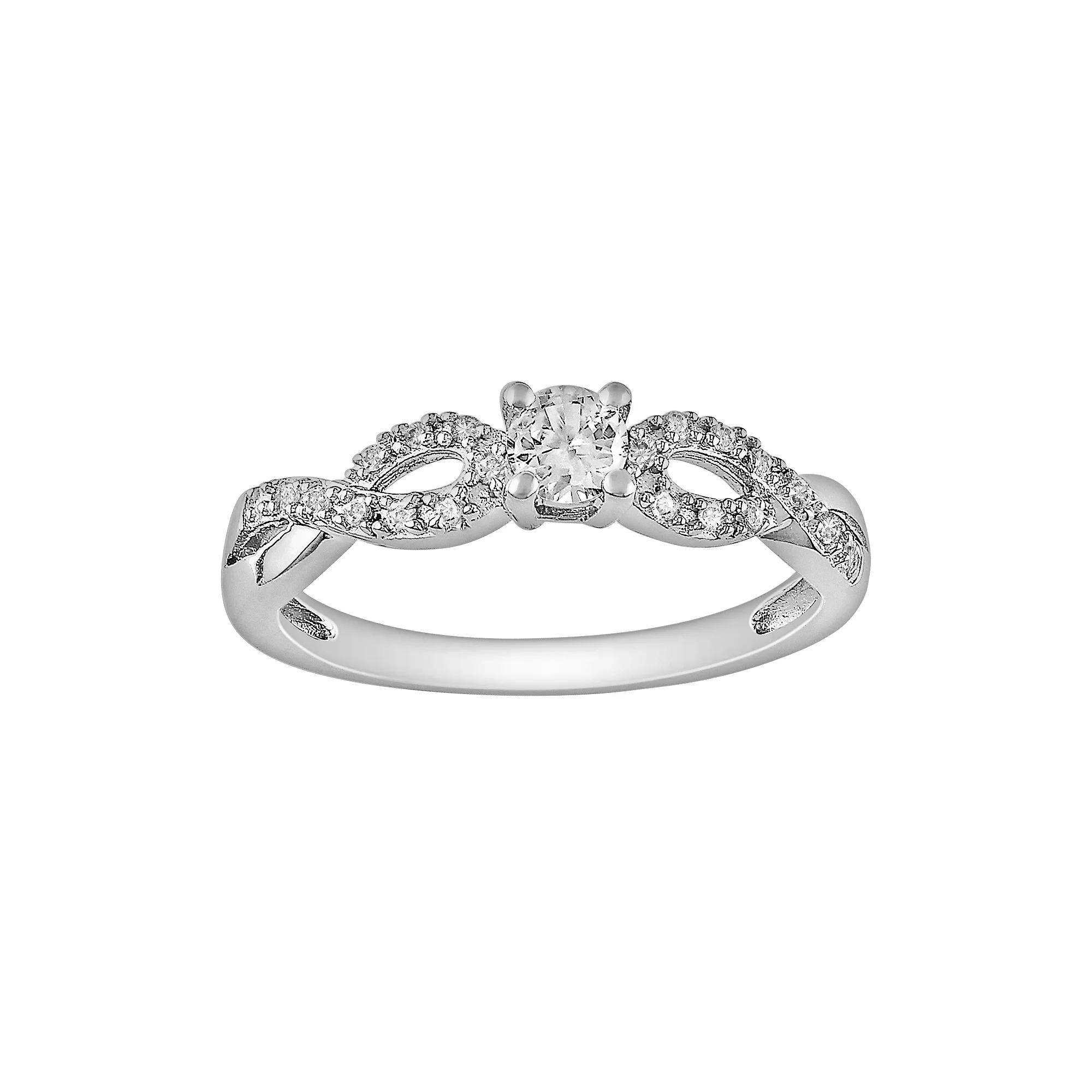 Stella Grace Sterling Silver Lab-Created White Sapphire and Diamond Accent Infinity Ring, Women's,  Product Image