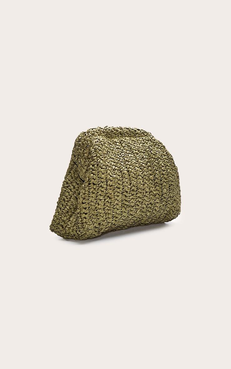 Olive Raffia Slouchy Clutch Product Image