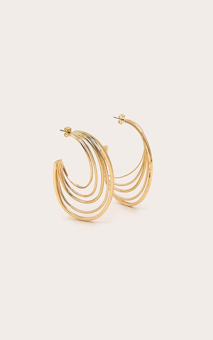 Gold Layered Twist Hoop Earrings Product Image