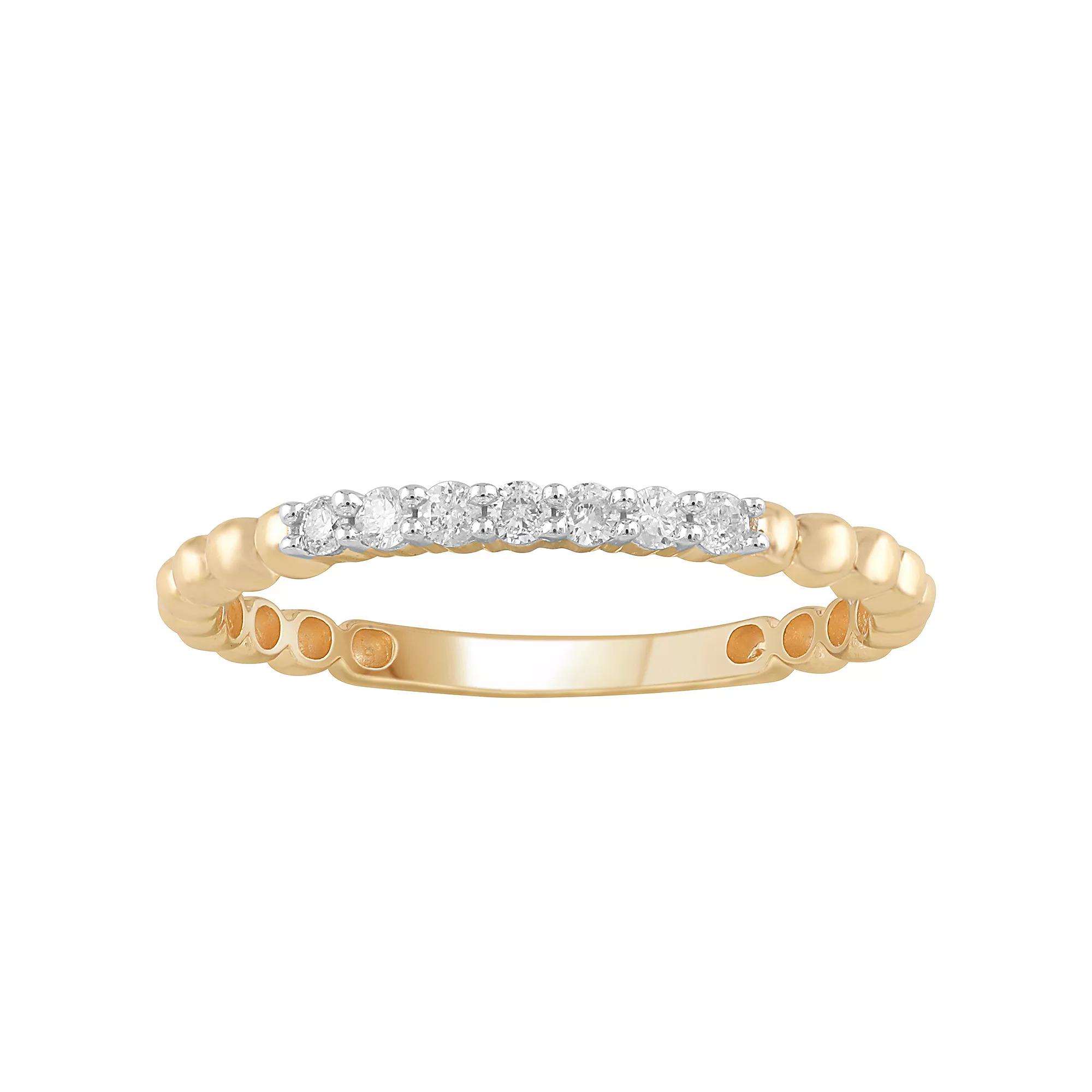 10k Gold 1/8 Carat T.W. Diamond Stackable Band Ring, Women's, Pink Product Image