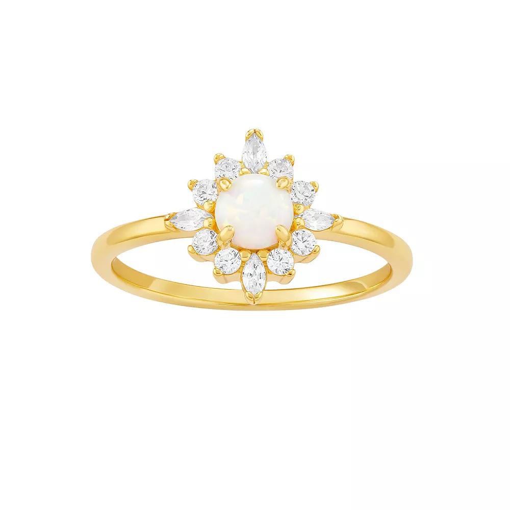 PRIMROSE Sterling Silver Opal & Cubic Zirconia Ring, Women's, Size: 9, Gold Tone Opal Clear Product Image