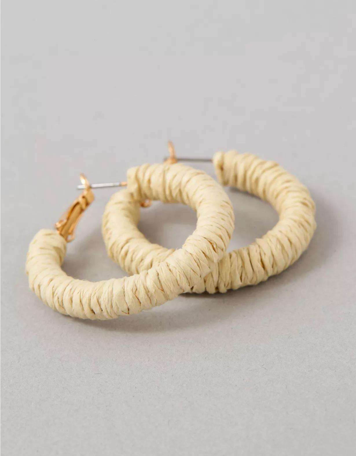 AEO Raffia Hoop Earrings Product Image