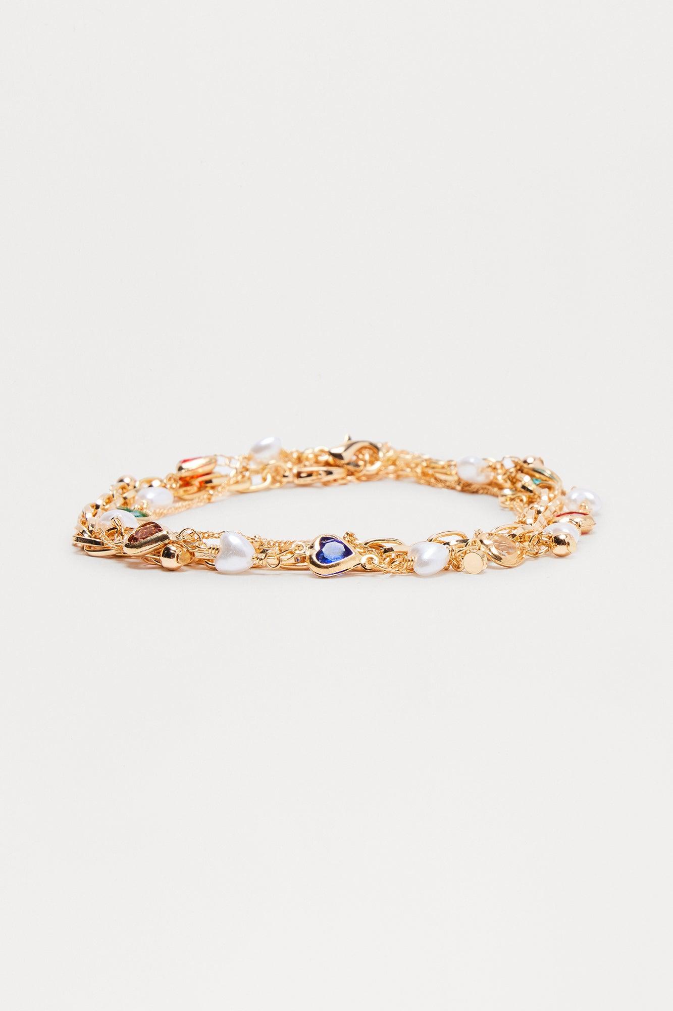 Diana Hearts Layered Anklet - Gold Product Image