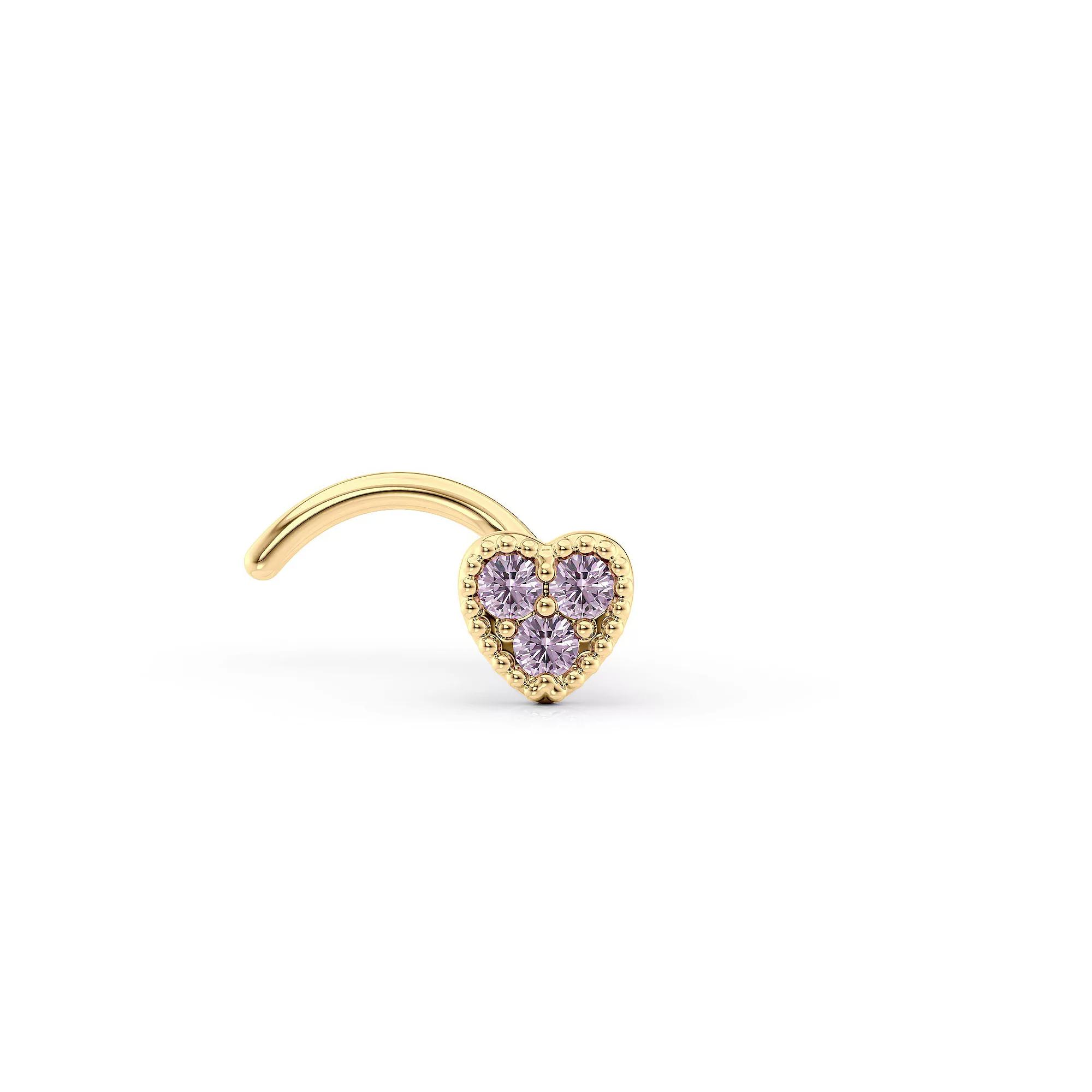 Lila Moon 14k Gold Purple Cubic Zirconia Curved Nose Stud, Women's Product Image