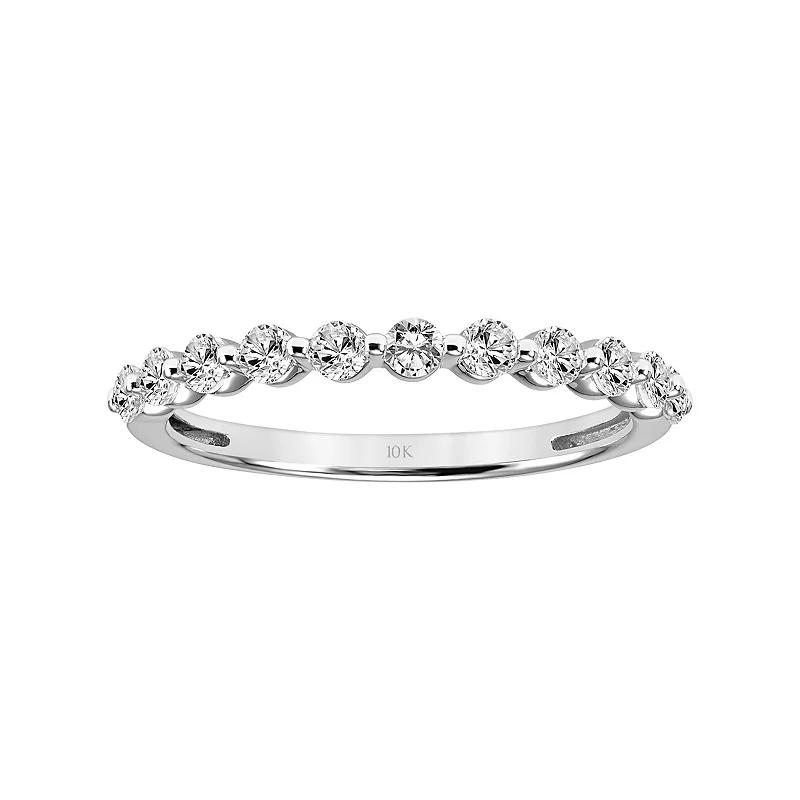 Love Always 10k White Gold Lab-Created White Sapphire Wedding Band, Women's, Size: 7 Product Image