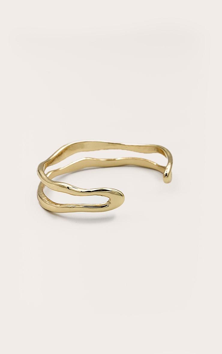 Gold Double Ridge Wave Bangle Product Image