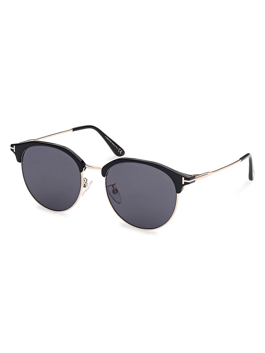 Mens 55MM Clubmaster Round Sunglasses Product Image