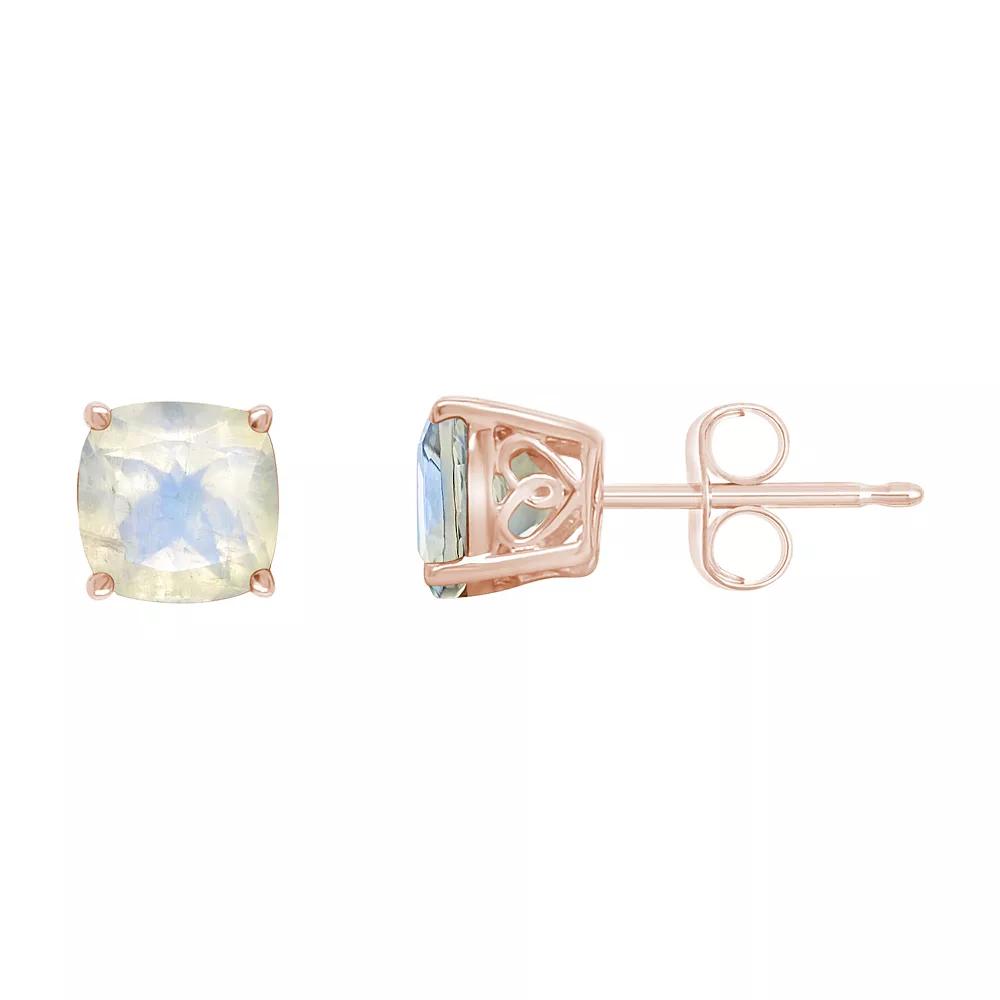Alyson Layne 14k Rose Gold Plated Sterling Silver 6 mm Cushion Moonstone Stud Earrings, Women's, Pink Tone Product Image