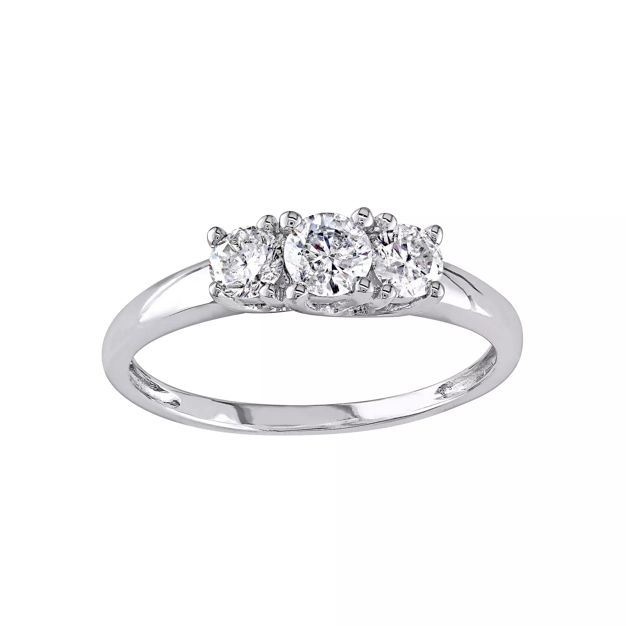 Stella Grace 14k White Gold 1/2 Carat T.W Diamond 3-Stone Engagement Ring, Women's,  Product Image