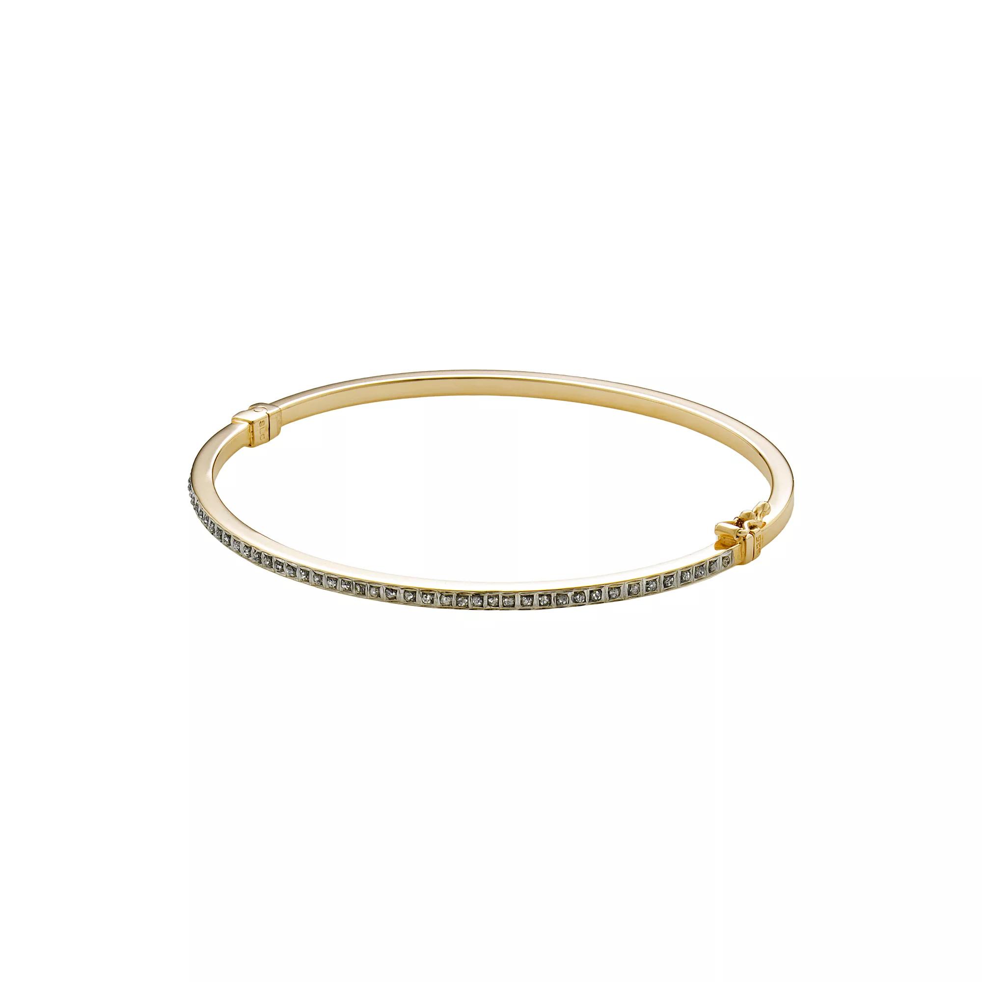 Diamond Mystique Sterling Silver Bangle Bracelet, Women's, Size: 7", 18k Gold Over Sterling Product Image