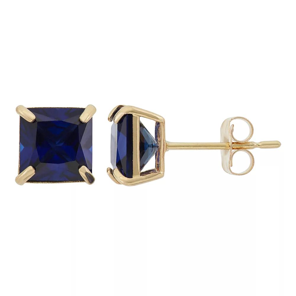 Designs by Gioelli Lab-Created Sapphire 10k Gold Stud Earrings, Women's, Blue Product Image
