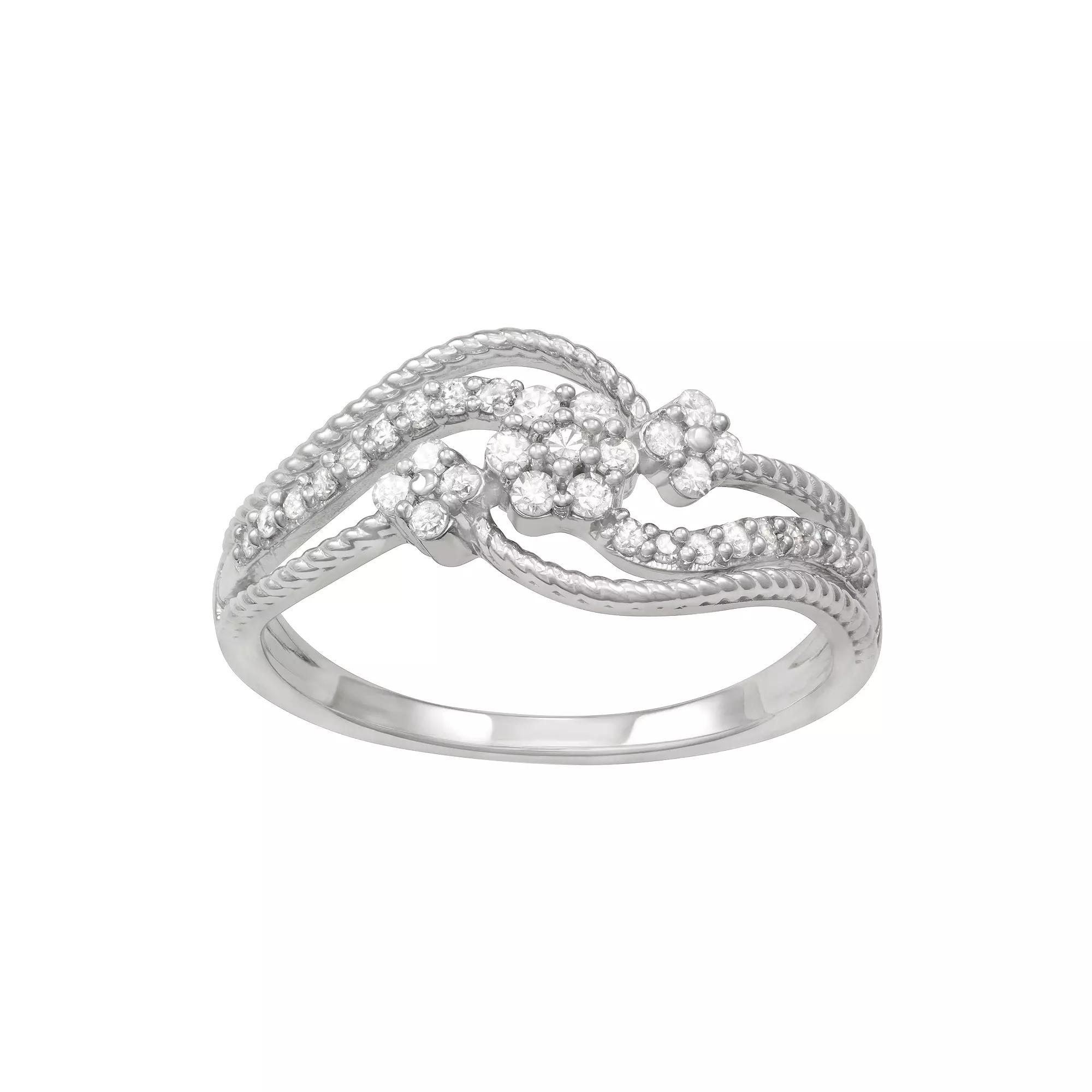 HDI Sterling Silver 1/4 Carat T.W. Diamond Swirl Fashion Ring, Women's, Size: 8 Product Image