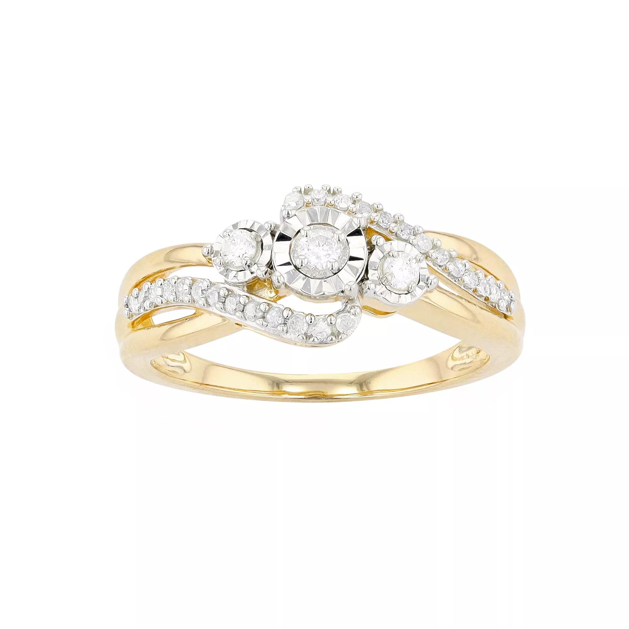 Diamond Brilliance Sterling Silver 1/4 Carat T.W. Diamond 3-Stone Ring, Women's, Size: 7 Product Image