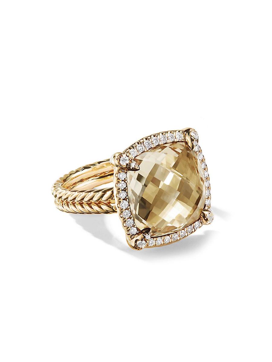 Womens Chatelaine Pav Bezel Ring in 18K Yellow Gold Product Image