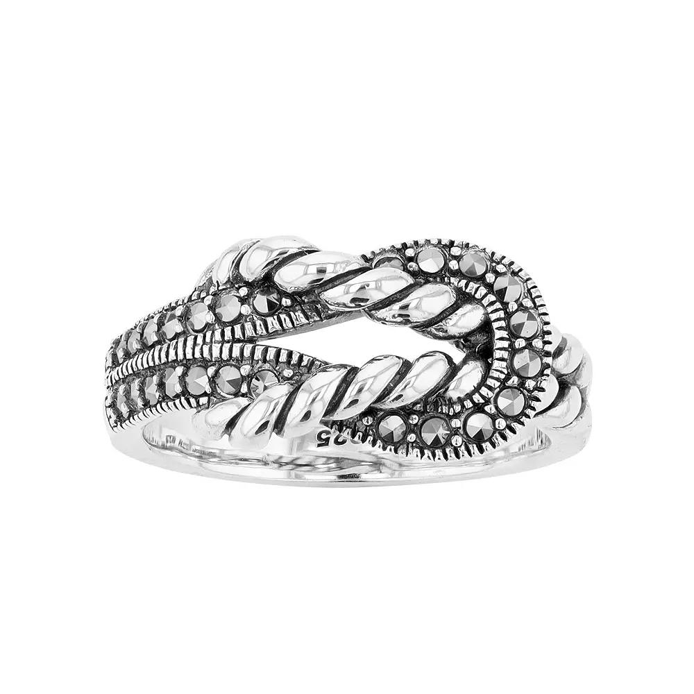 Lavish by TJM Sterling Silver Marcasite Tie-a-Knot Ring, Women's, Size: 7 Product Image