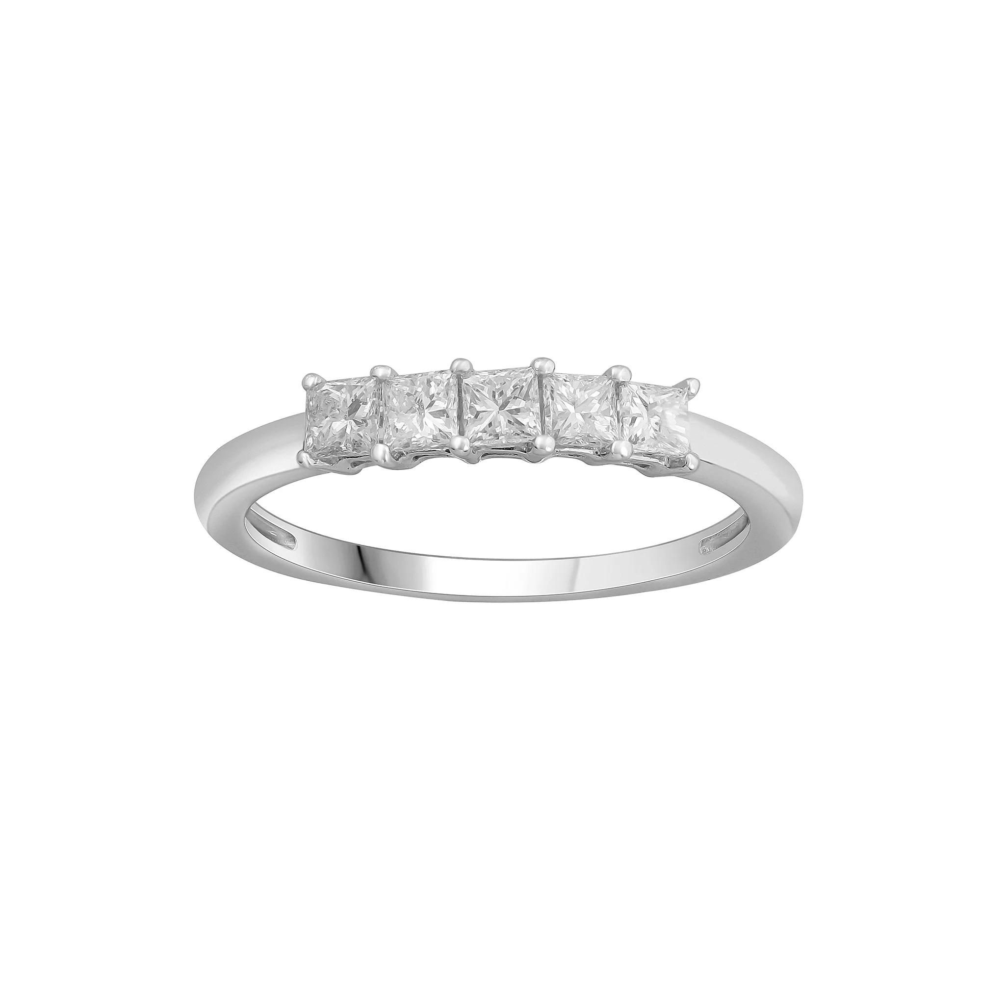 Platinum 1/2 Carat T.W. 5-Stone Diamond Anniversary Band, Women's, Size: 7, White Product Image