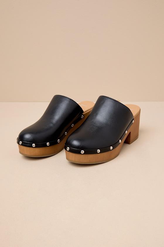 Romain Black Studded Platform Clogs Product Image