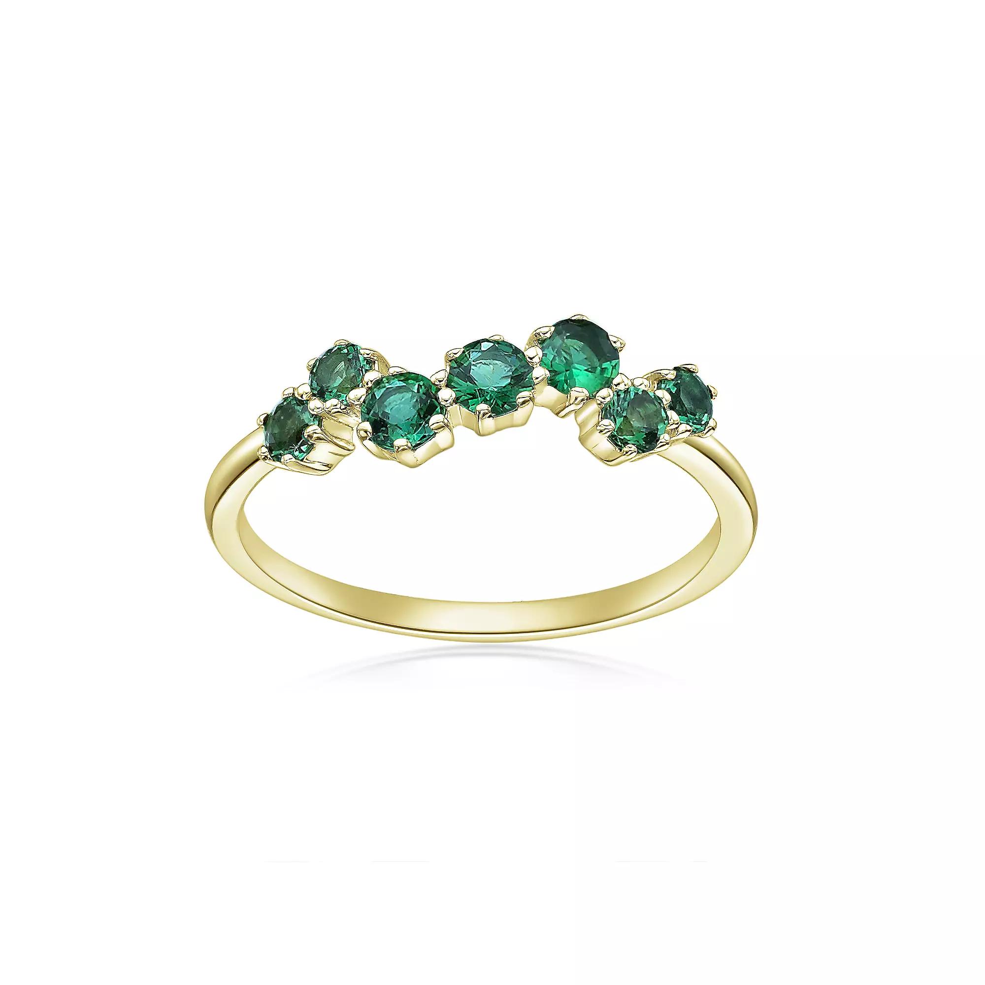 Gemminded 18k Gold Over Silver Lab-Created Emerald 7-Stone Ring, Women's, Size: 9, Gold Tone Product Image
