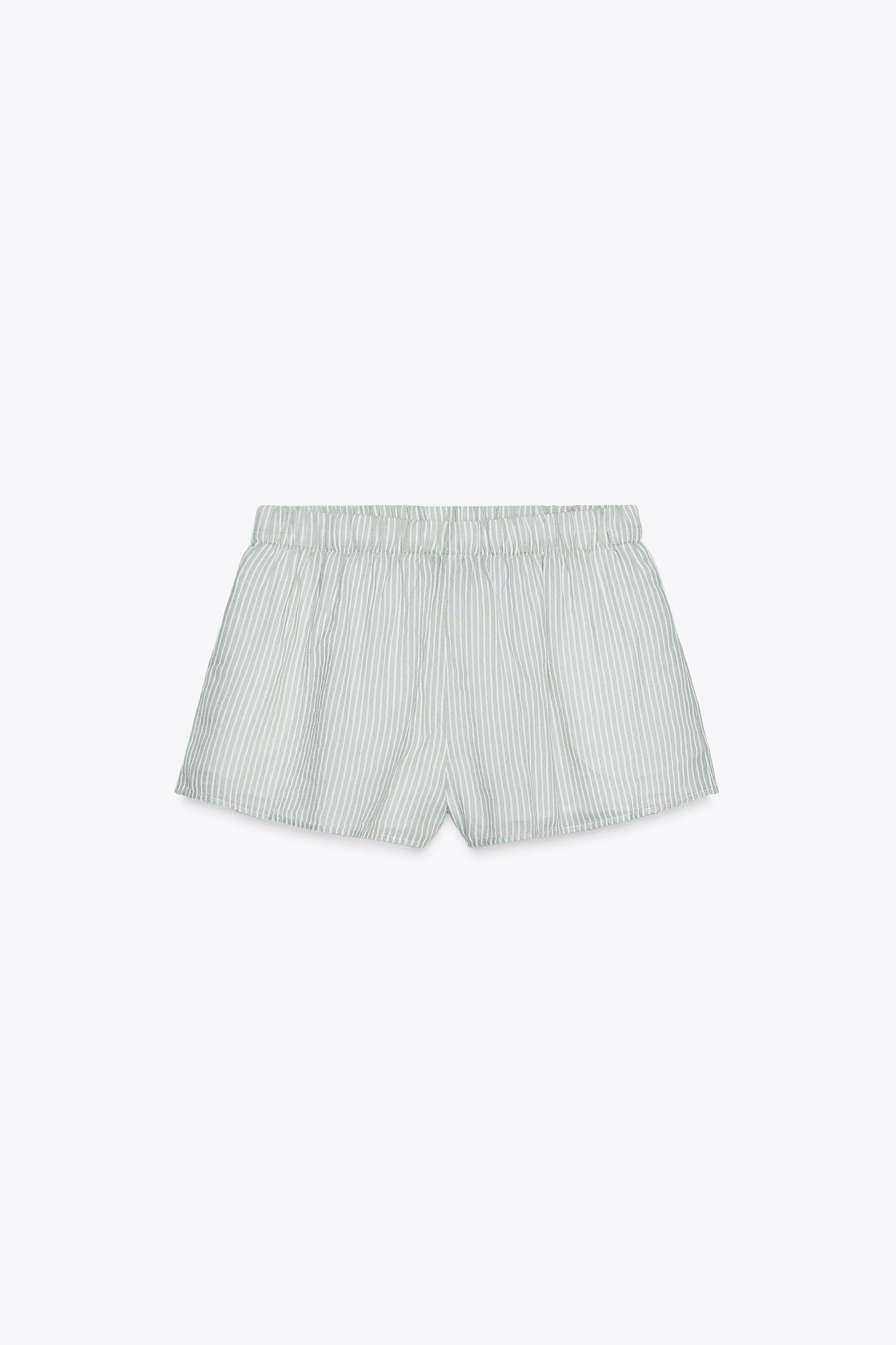 STRIPED GAUZE PAJAMA SHORTS Product Image