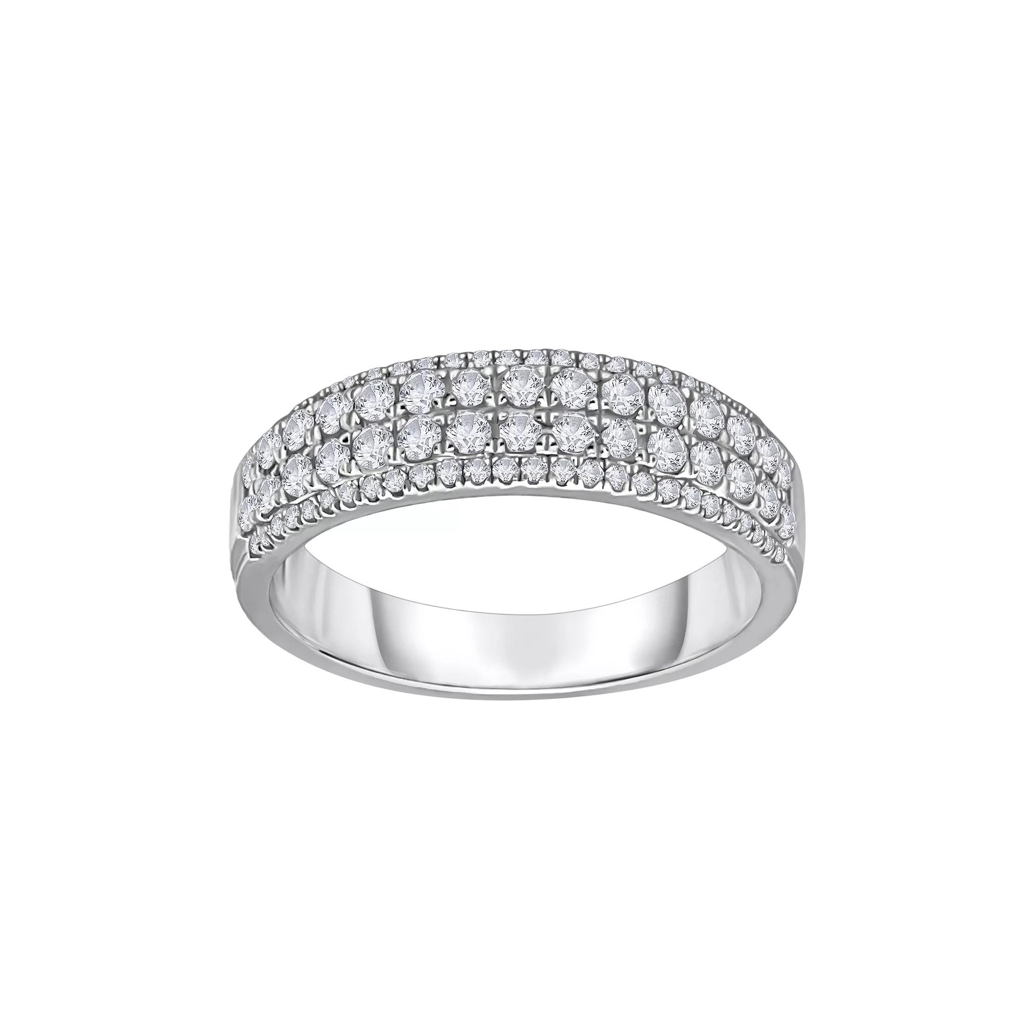 14k White Gold 1/2 Carat T.W. Diamond Multi-Row Wedding Band, Women's, Size: 7 Product Image