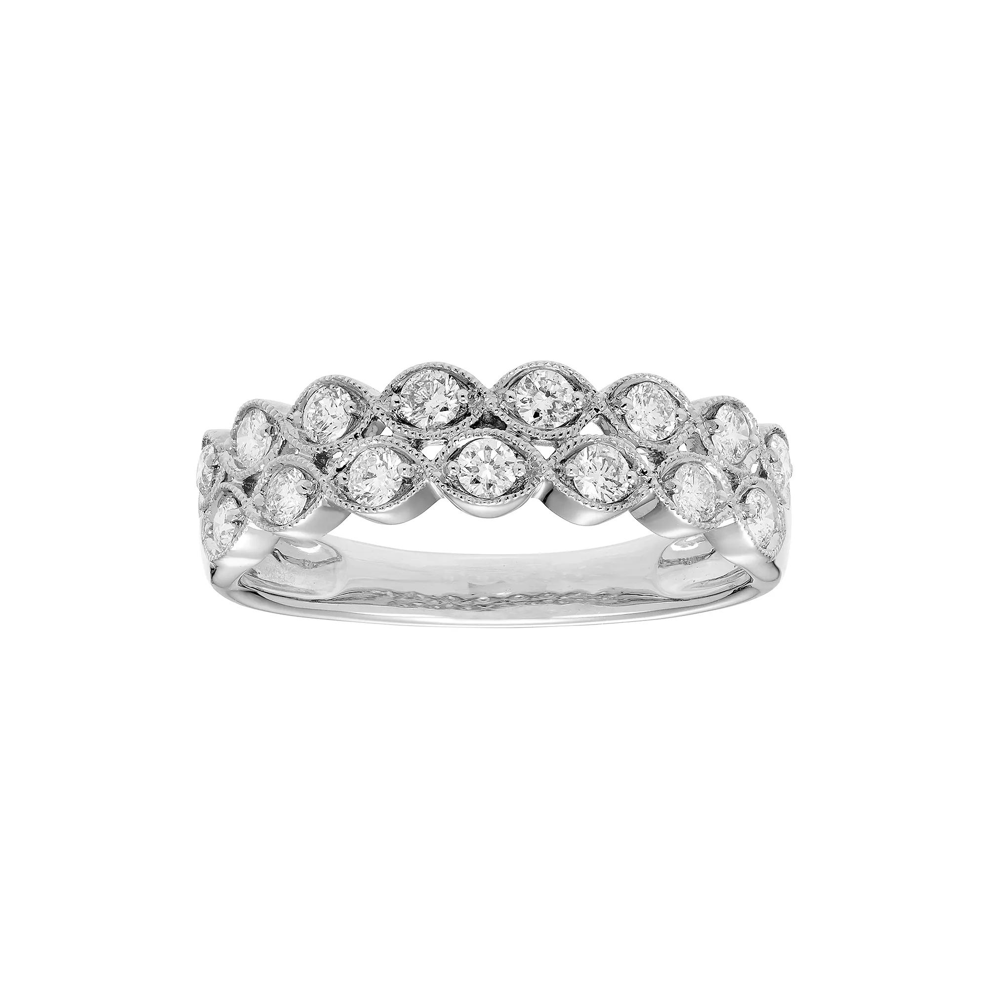 The Regal Collection 14k Gold 1/2 Carat T.W. IGL Certified Diamond Double Row Ring, Women's, Size: 6, White Product Image