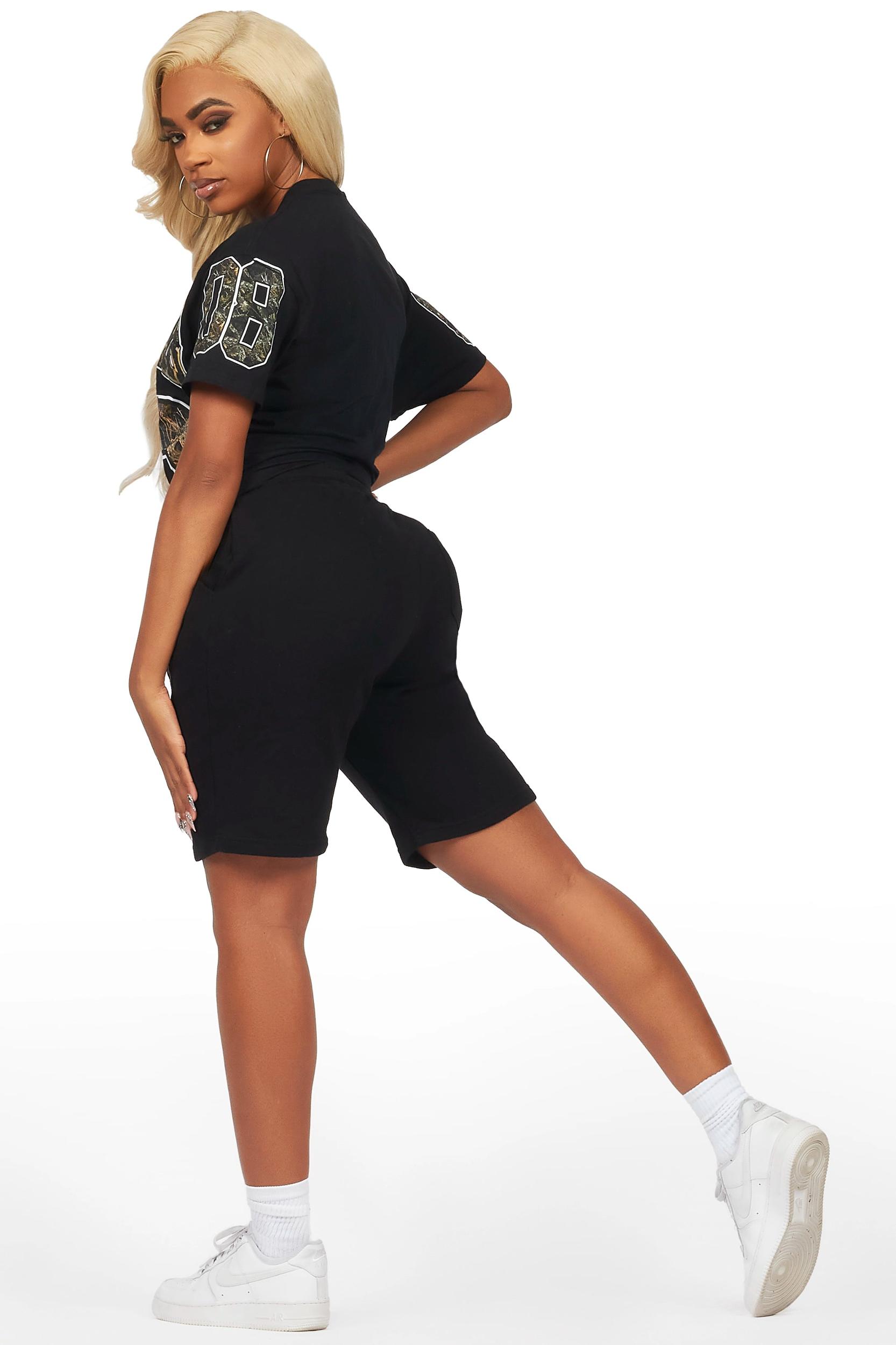 Tariqa Black T-Shirt Short Set Female Product Image