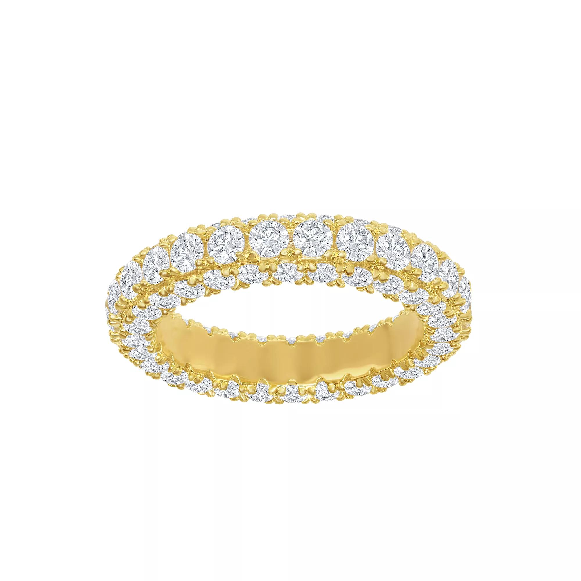 14k Gold Over Silver Cubic Zirconia Eternity Ring, Women's, Size: 9, Gold Tone Product Image